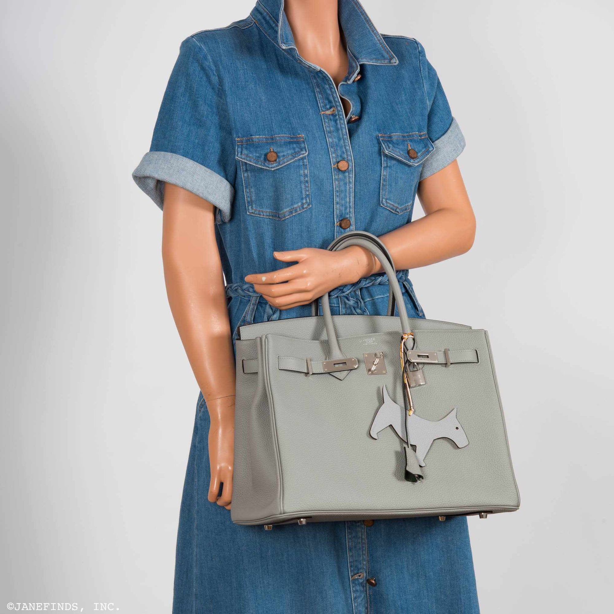 Hermès Birkin 35 HSS Gris Mouette & Vert Fonce Togo Palladium Hardware