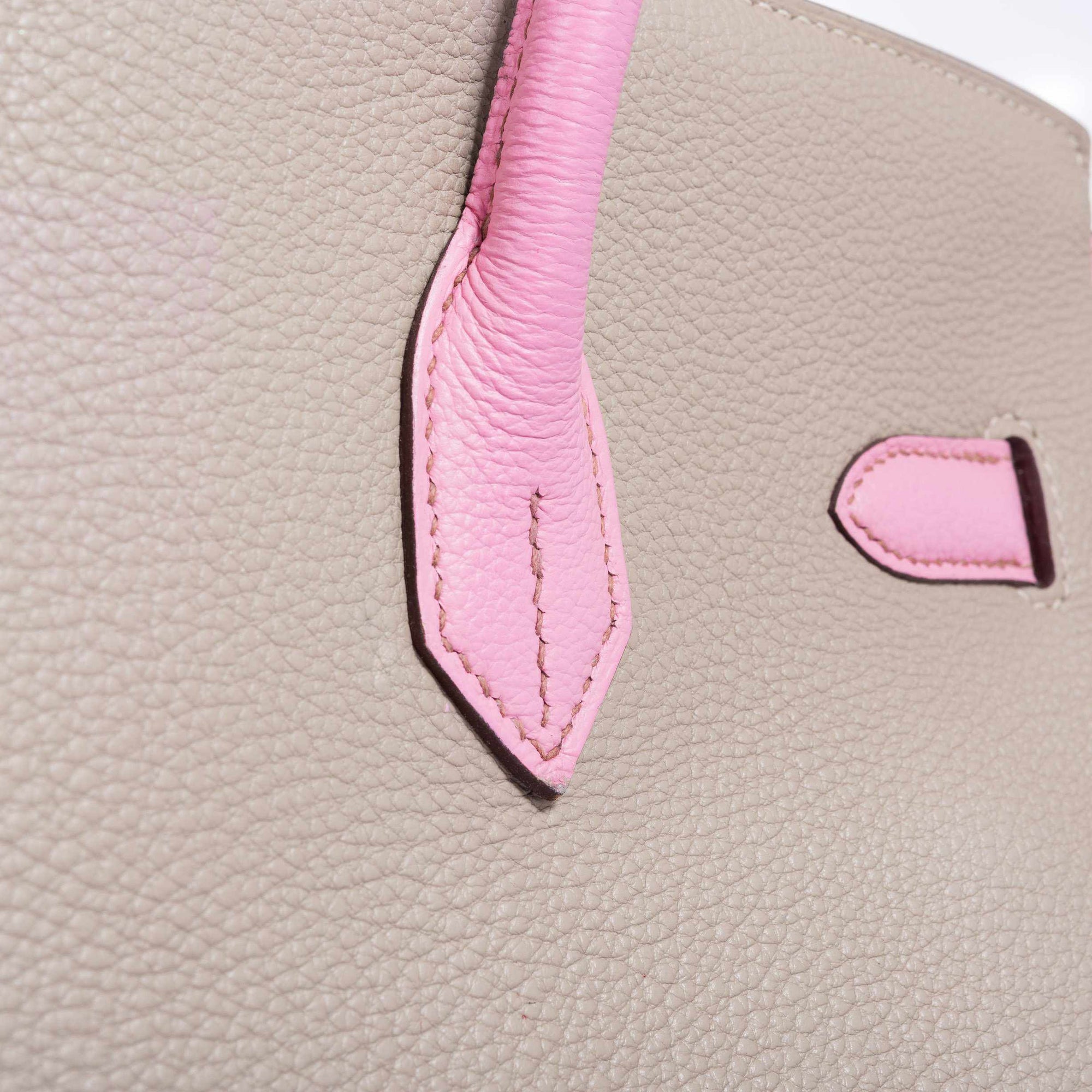 Hermès Birkin 35 HSS Gris Tourterelle/Bubblegum/Trench Togo Palladium Hardware
