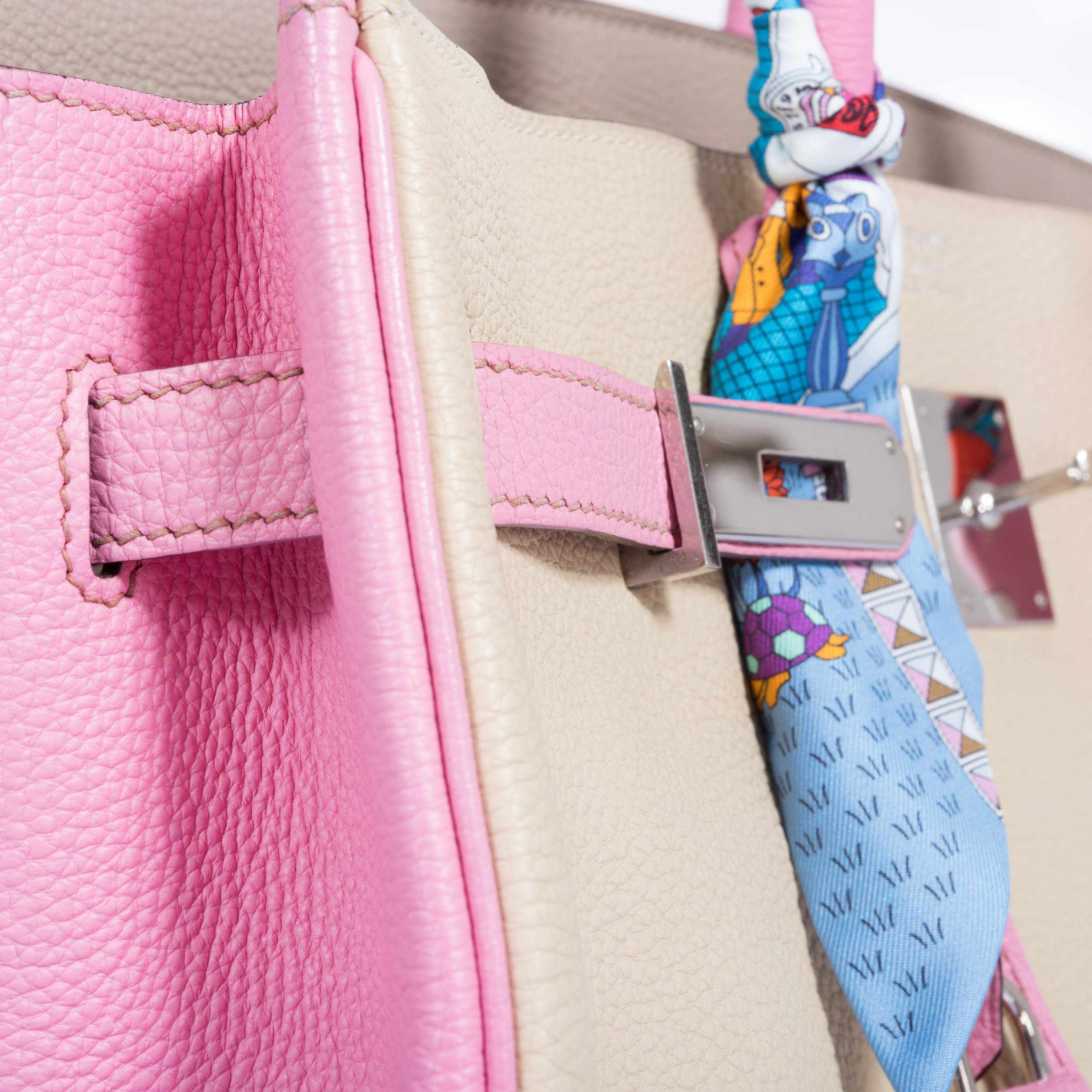 Hermès Birkin 35 HSS Gris Tourterelle/Bubblegum/Trench Togo Palladium Hardware