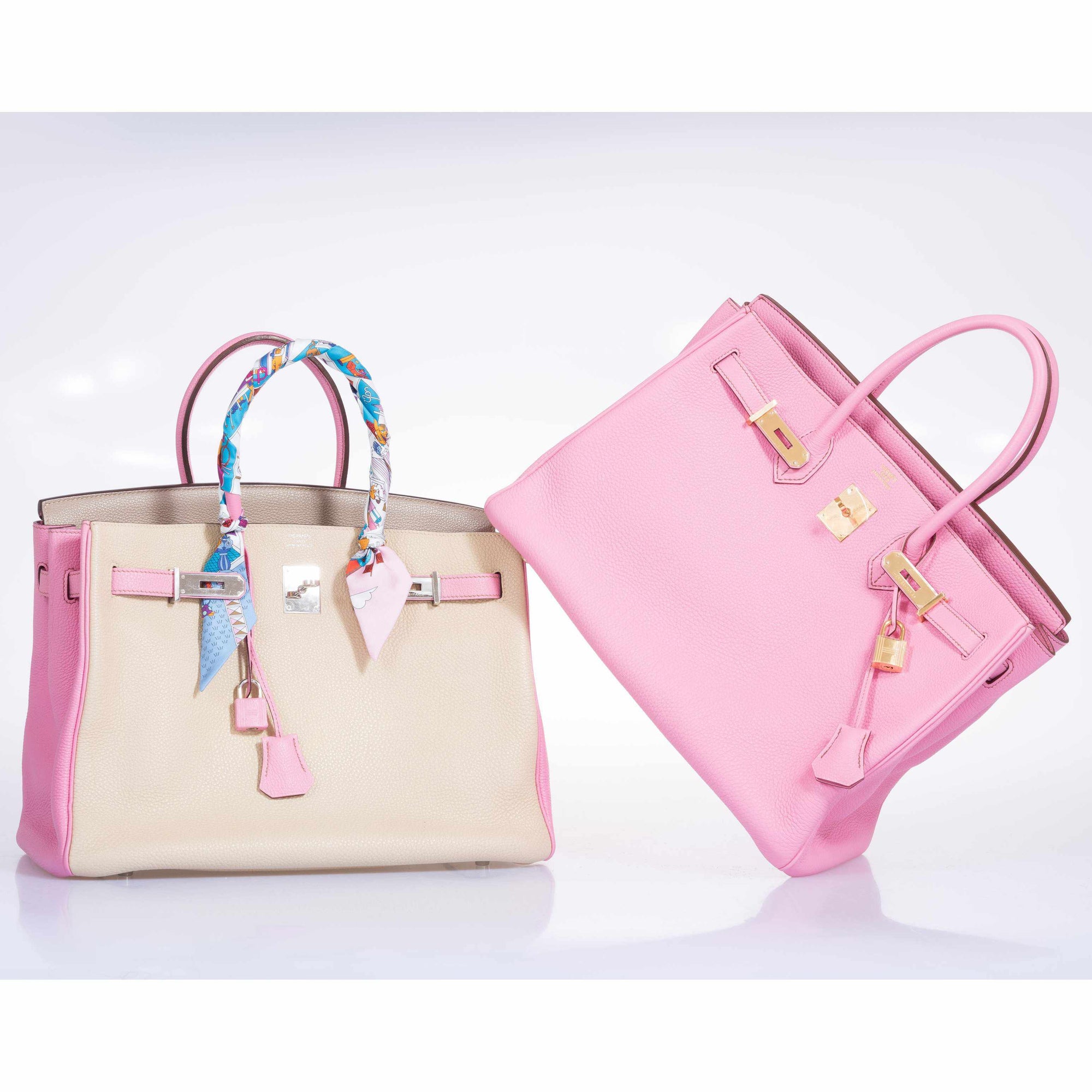 Hermès Birkin 35 HSS Gris Tourterelle/Bubblegum/Trench Togo Palladium Hardware