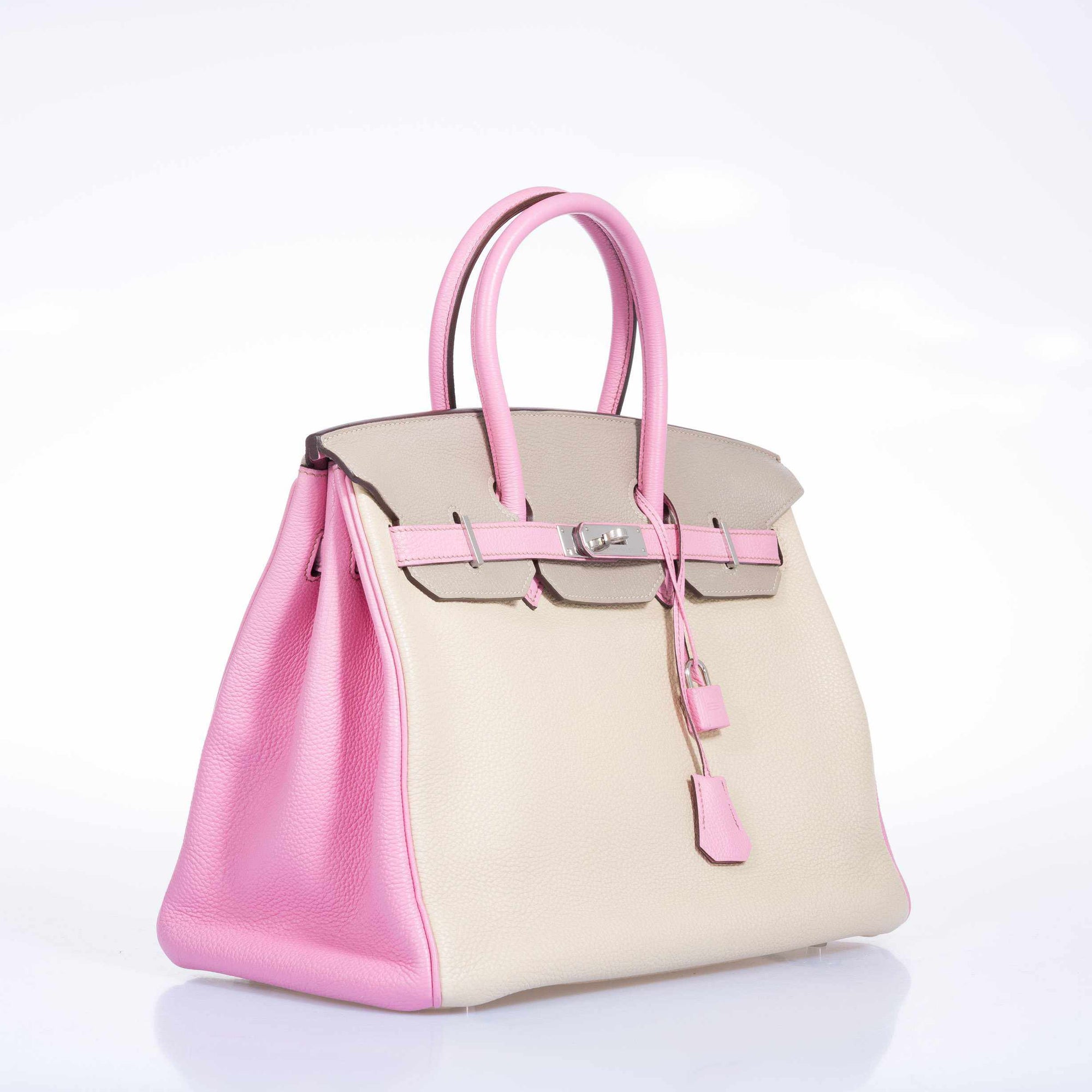 Hermès Birkin 35 HSS Gris Tourterelle/Bubblegum/Trench Togo Palladium Hardware