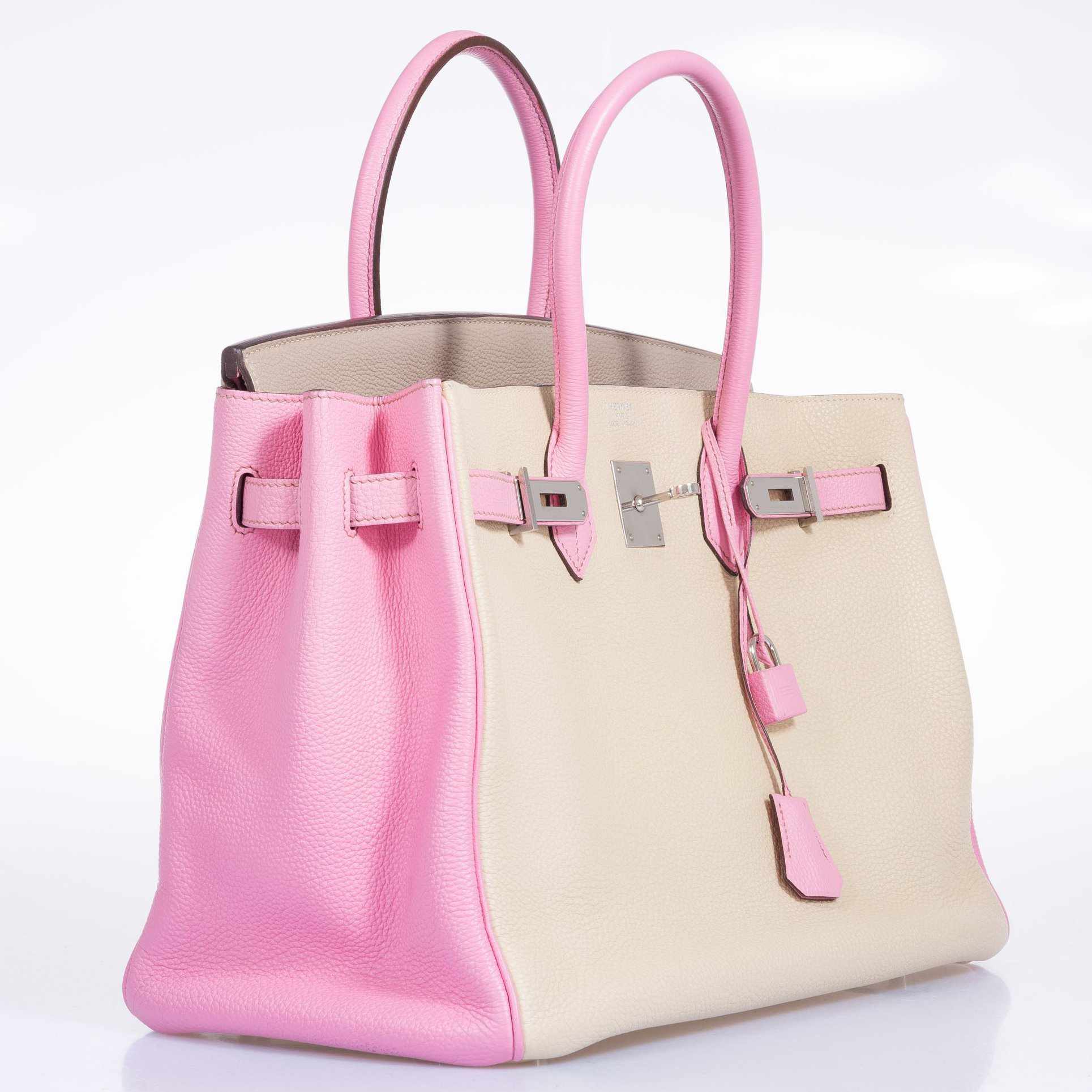Hermès Birkin 35 HSS Gris Tourterelle/Bubblegum/Trench Togo Palladium Hardware