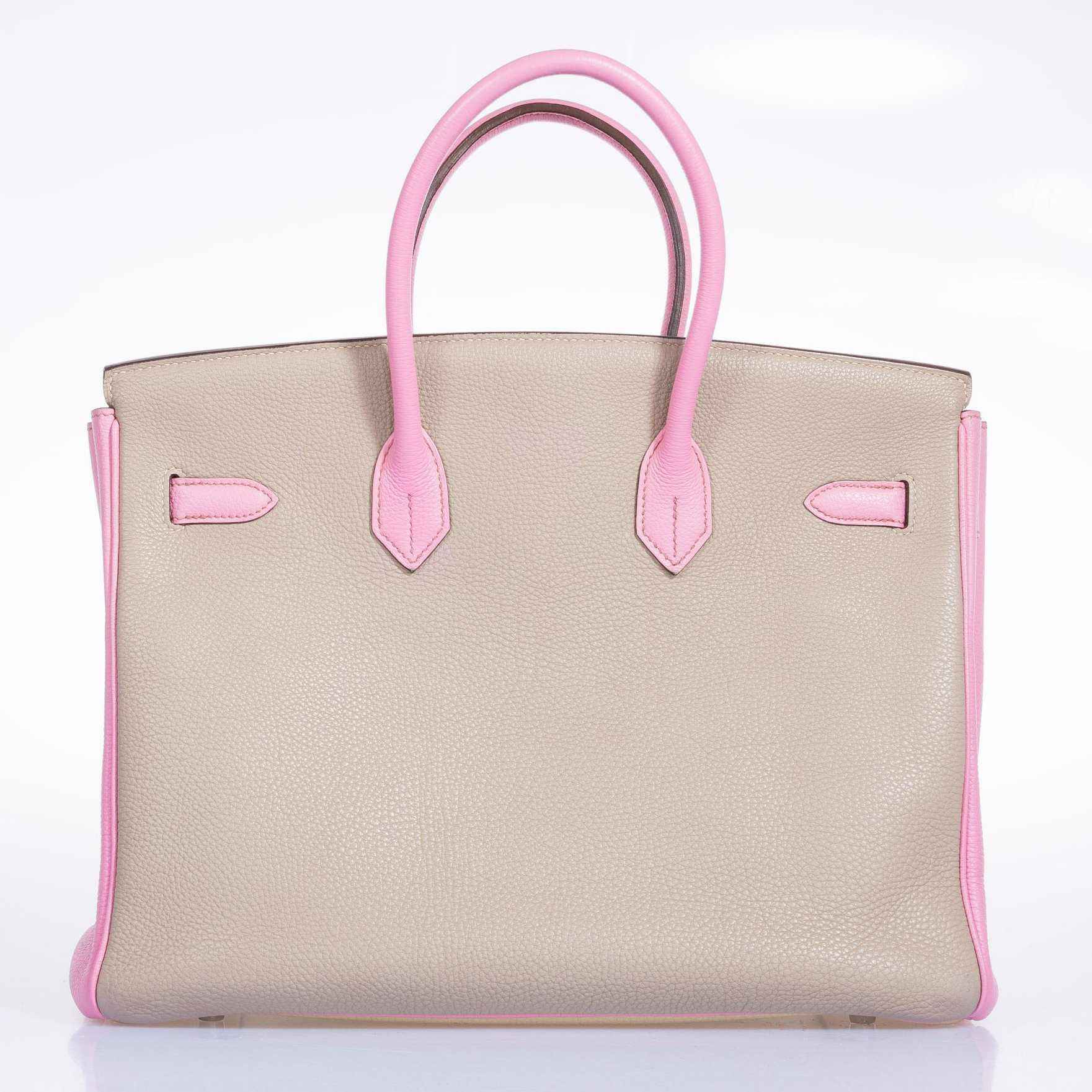 Hermès Birkin 35 HSS Gris Tourterelle/Bubblegum/Trench Togo Palladium Hardware