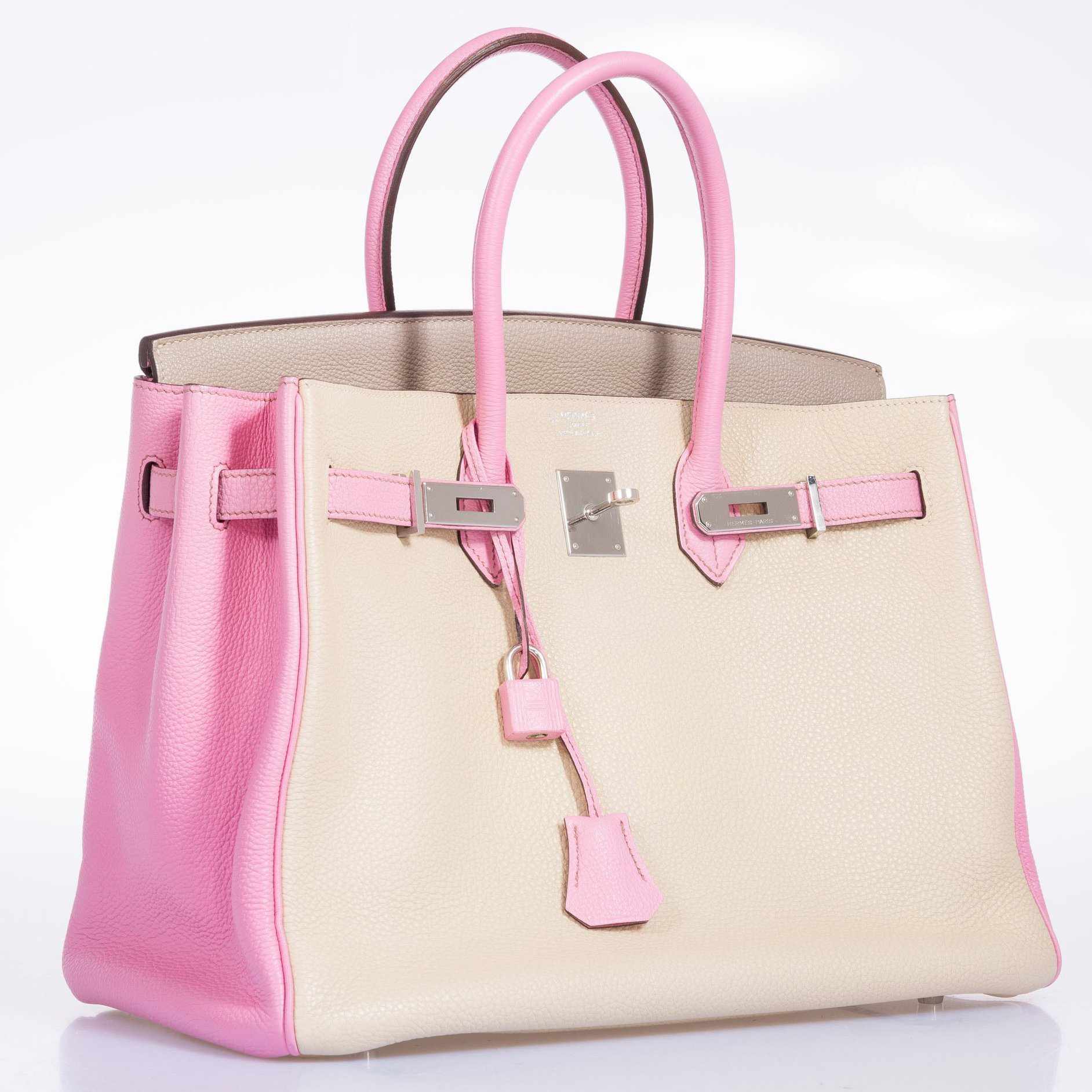 Hermès Birkin 35 HSS Gris Tourterelle/Bubblegum/Trench Togo Palladium Hardware