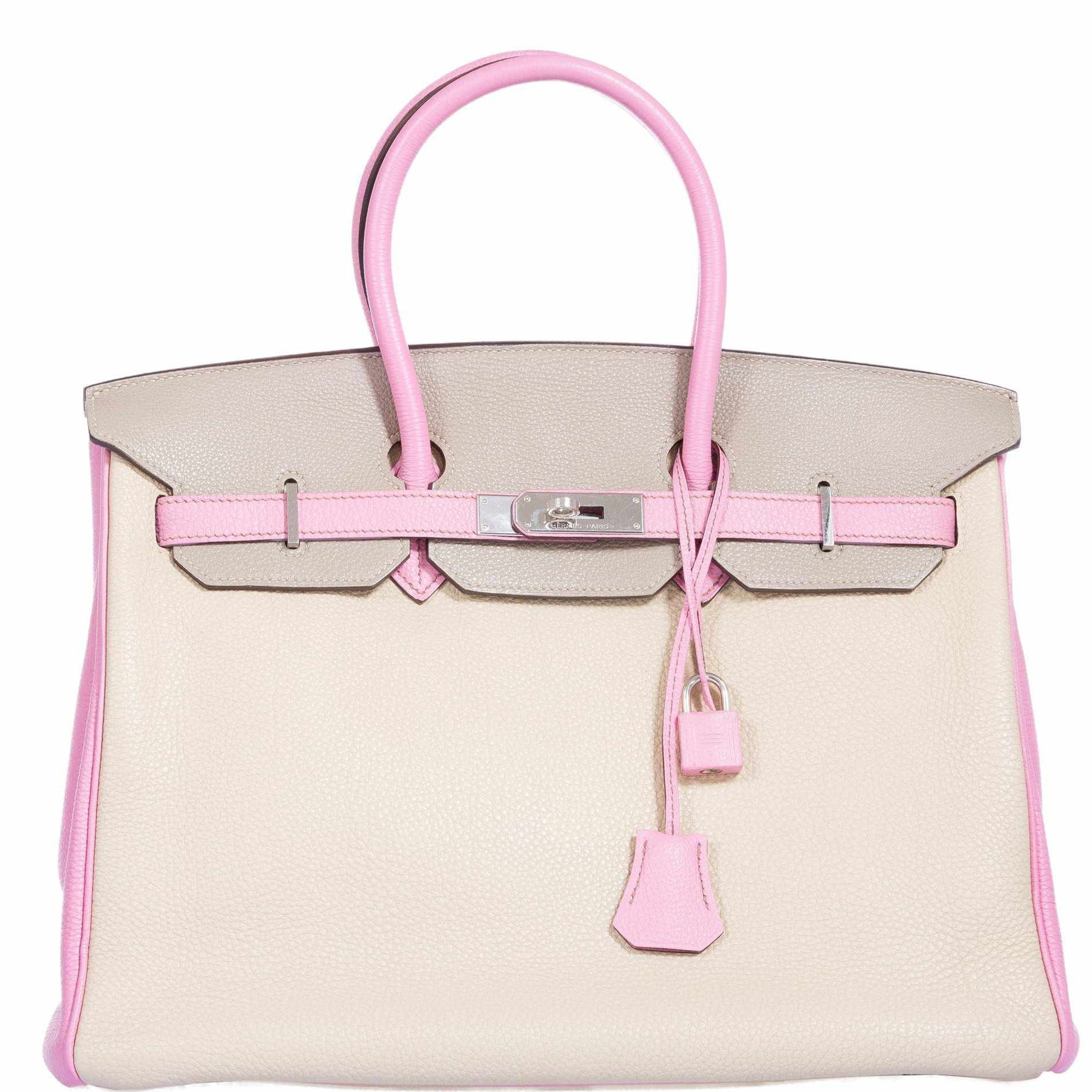 Hermès Birkin 35 HSS Gris Tourterelle/Bubblegum/Trench Togo Palladium Hardware