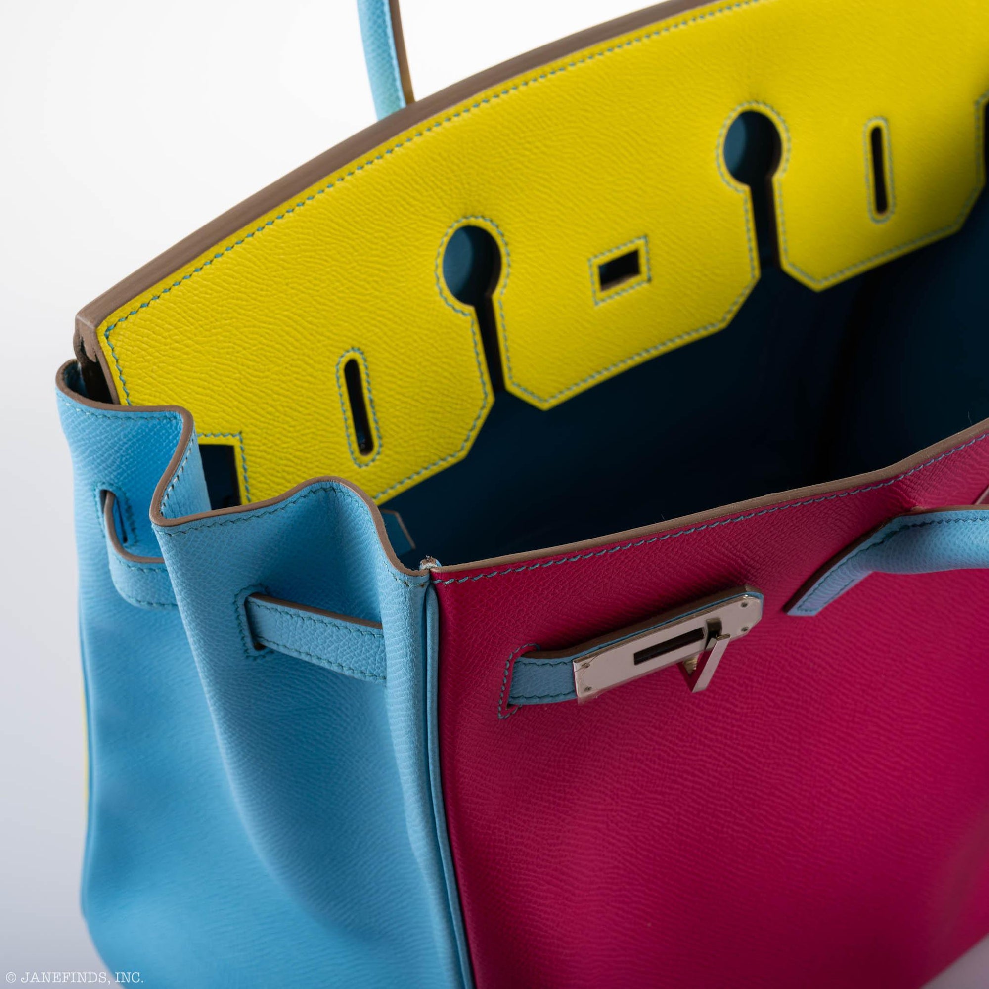 Hermès Birkin 35 HSS Rose Tyrien/Bleu Céleste/Lime Epsom Palladium Hardware