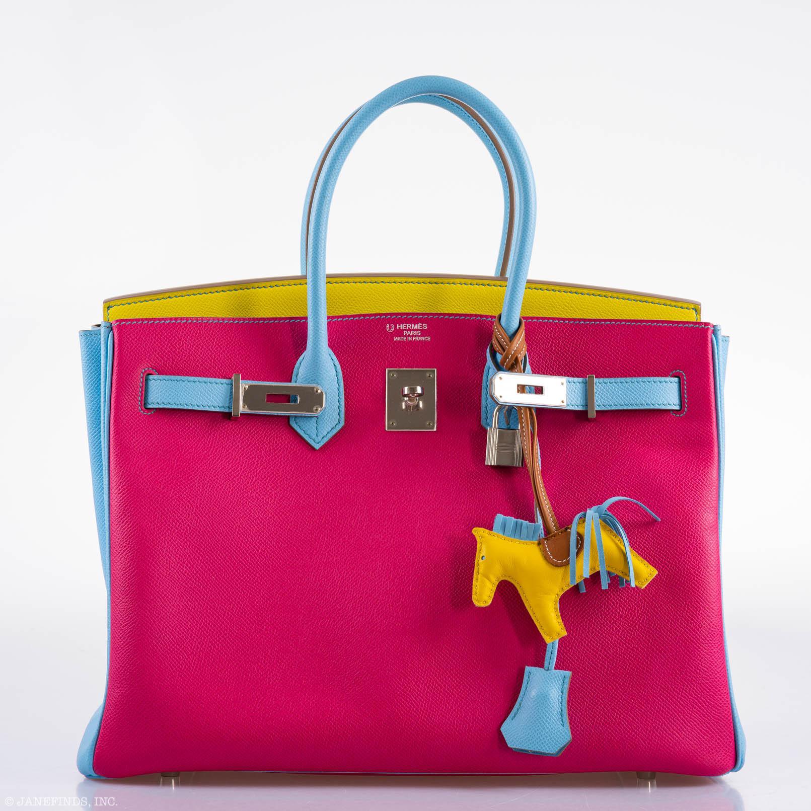 Hermès Birkin 35 HSS Rose Tyrien/Bleu Céleste/Lime Epsom Palladium Hardware