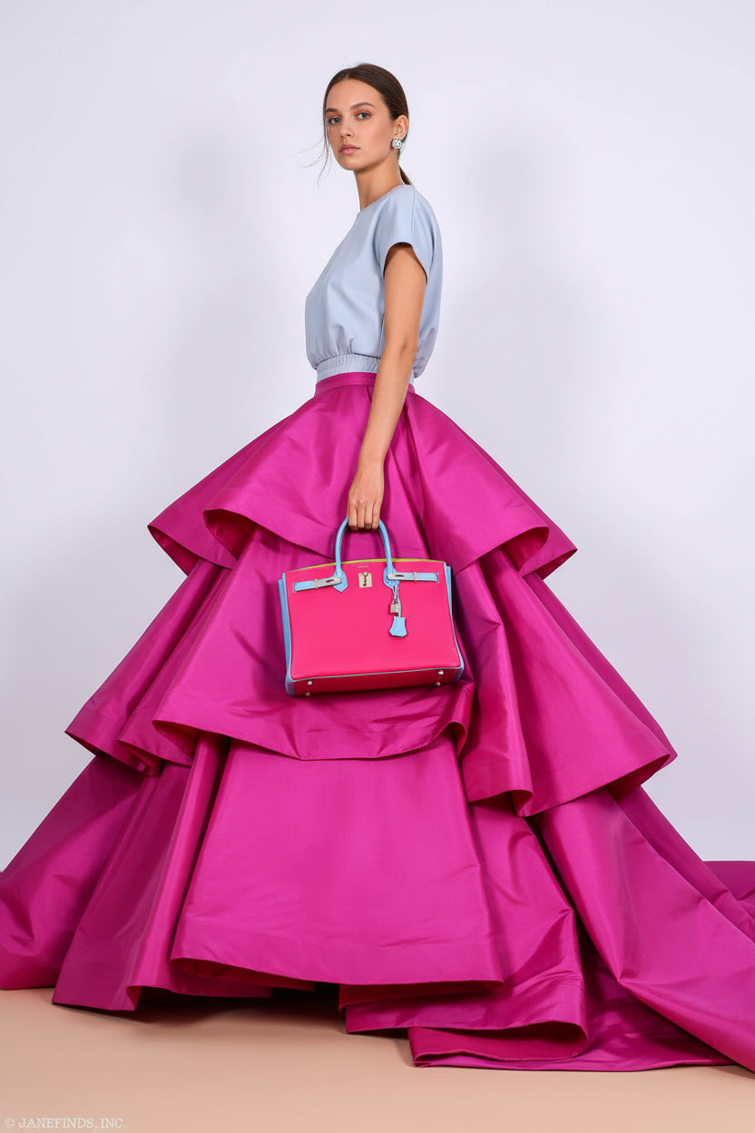 Hermès Birkin 35 HSS Rose Tyrien/Bleu Céleste/Lime Epsom Palladium Hardware