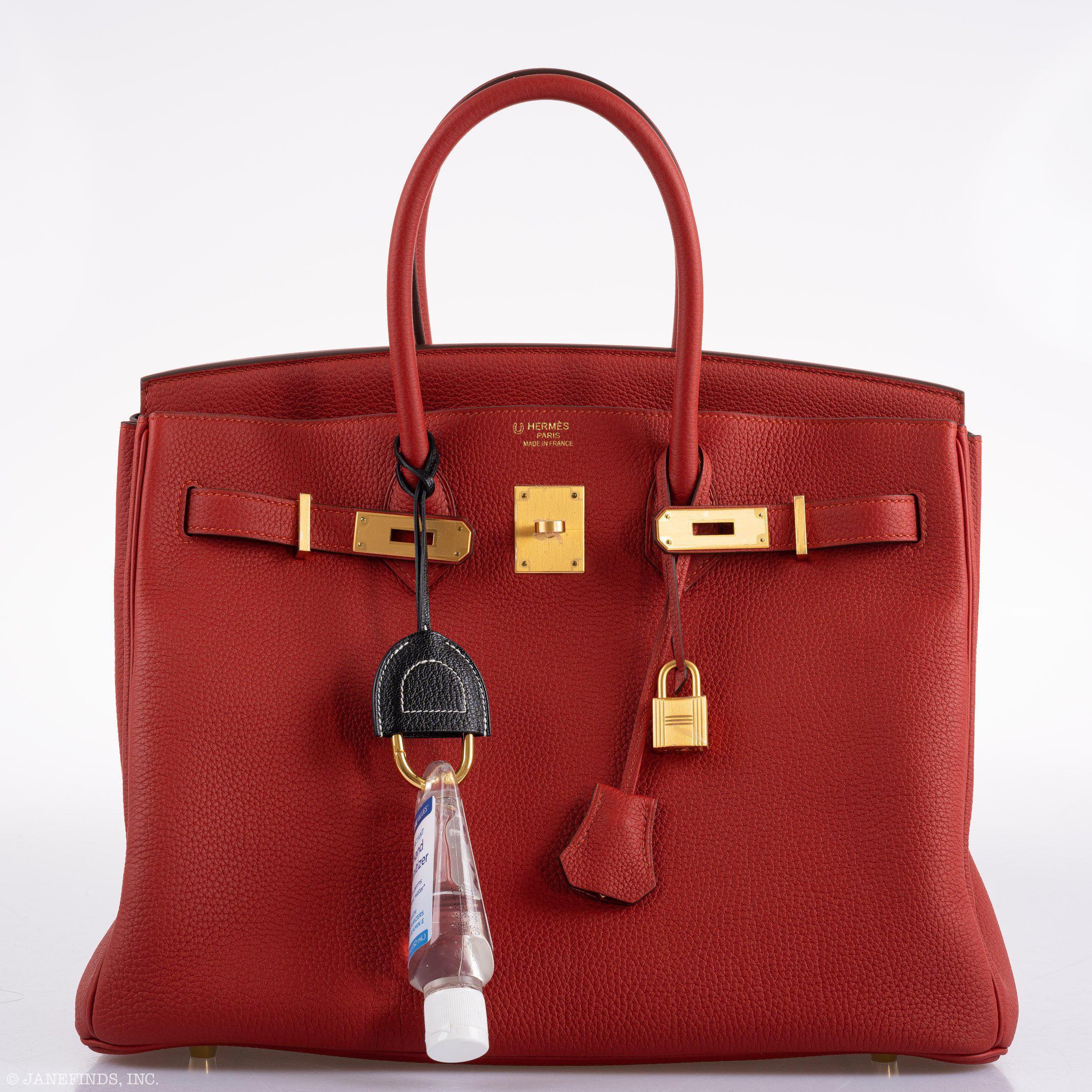 Hermès Birkin 35 HSS Rouge Vif Togo Brushed Gold Hardware - 2020, Y