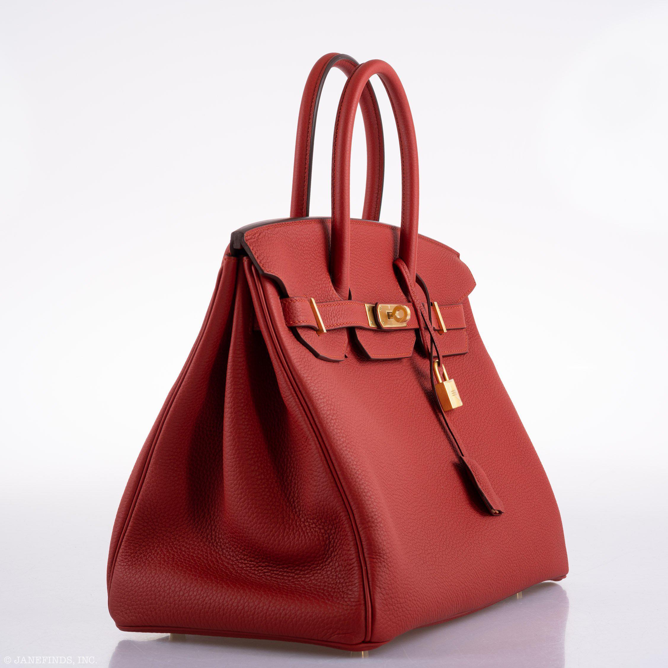 Hermès Birkin 35 HSS Rouge Vif Togo Brushed Gold Hardware - 2020, Y