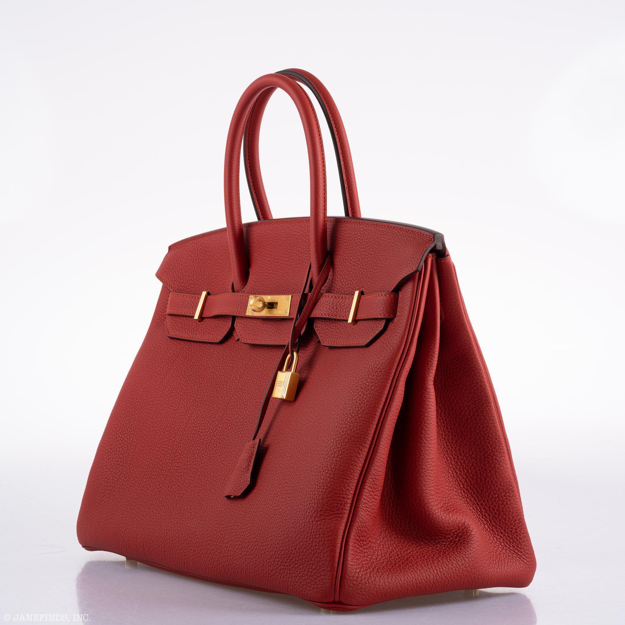 Hermès Birkin 35 HSS Rouge Vif Togo Brushed Gold Hardware - 2020, Y