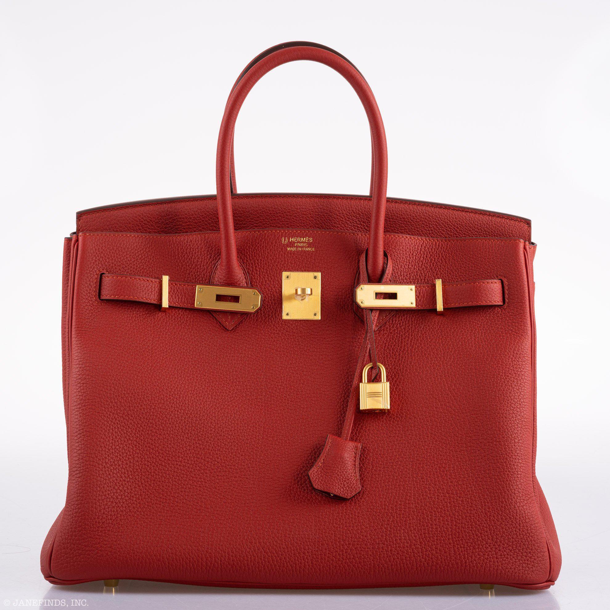 Hermès Birkin 35 HSS Rouge Vif Togo Brushed Gold Hardware - 2020, Y