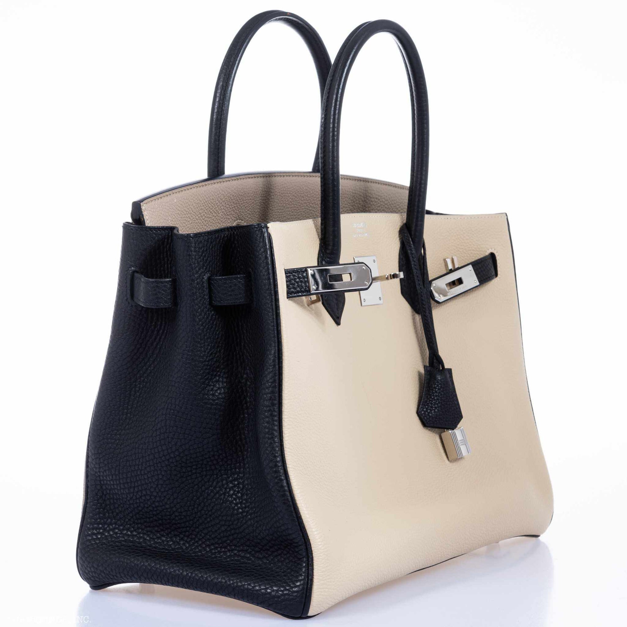 Hermès Birkin 35 HSS Tri-Color Parchment, Etoupe & Black Togo Palladium Hardware