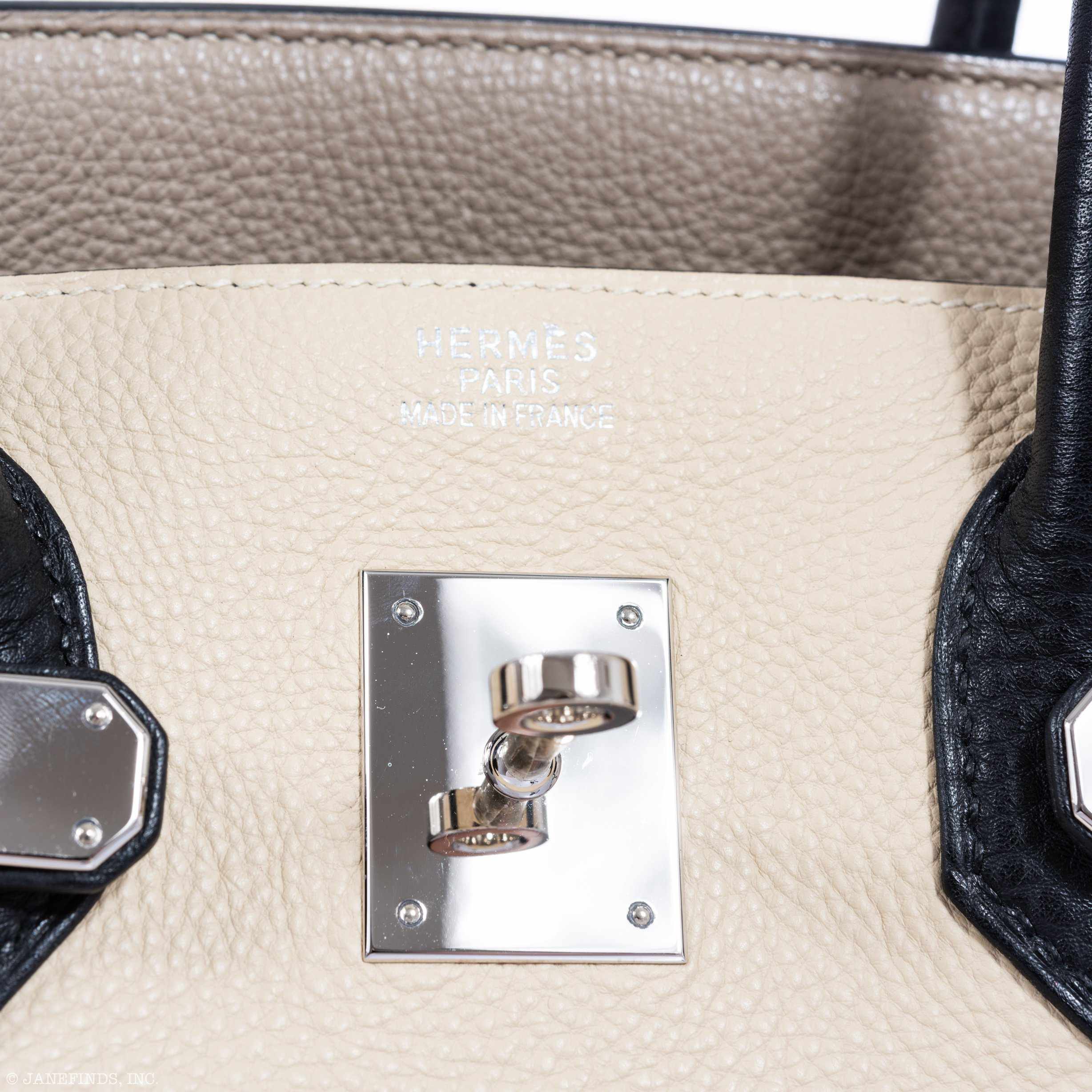 Hermès Birkin 35 HSS Tri-Color Parchment, Etoupe & Black Togo Palladium Hardware - 2007