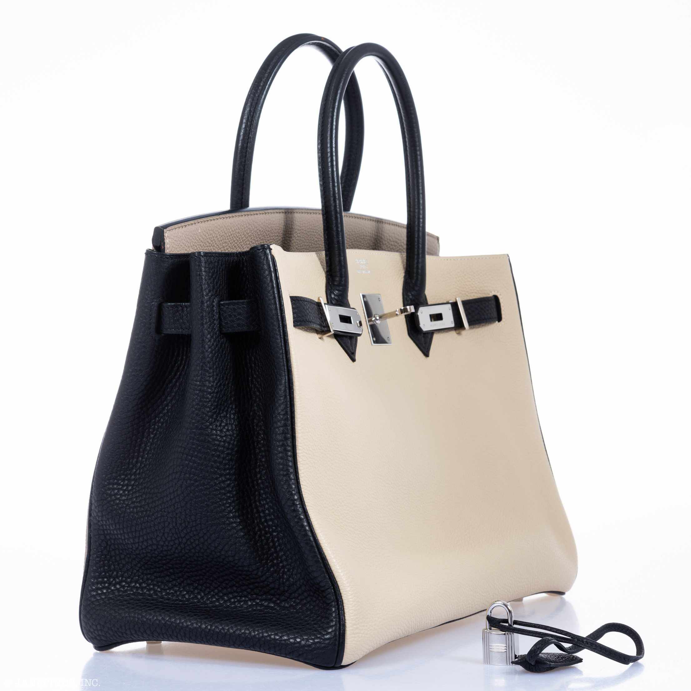 Hermès Birkin 35 HSS Tri-Color Parchment, Etoupe & Black Togo Palladium Hardware