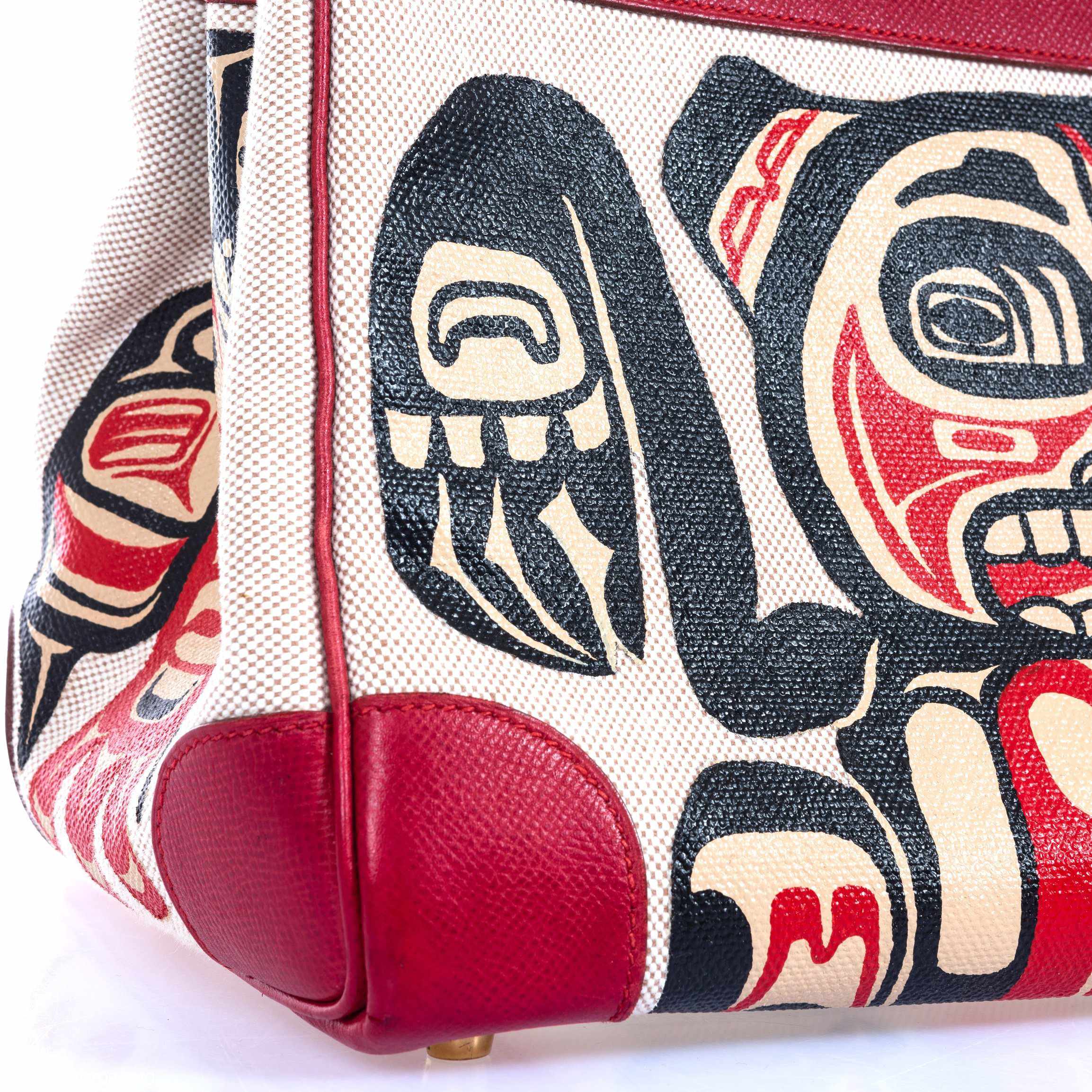 Hermès Birkin 35 JaneFinds Custom Shop "Totem" Rouge Vif Courchevel & Toile Gold Hardware