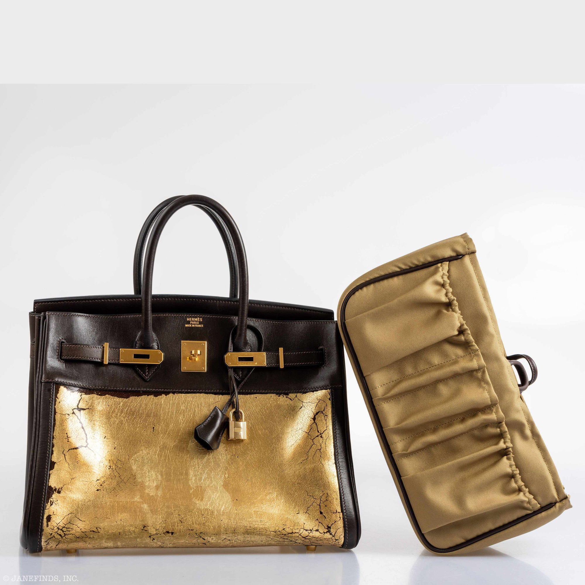 Hermès Birkin 35 "L'Amazone d'Or" Gold Leaf Amazonia/Marron Foncé Box Gold Hardware JaneFinds Custom Shop