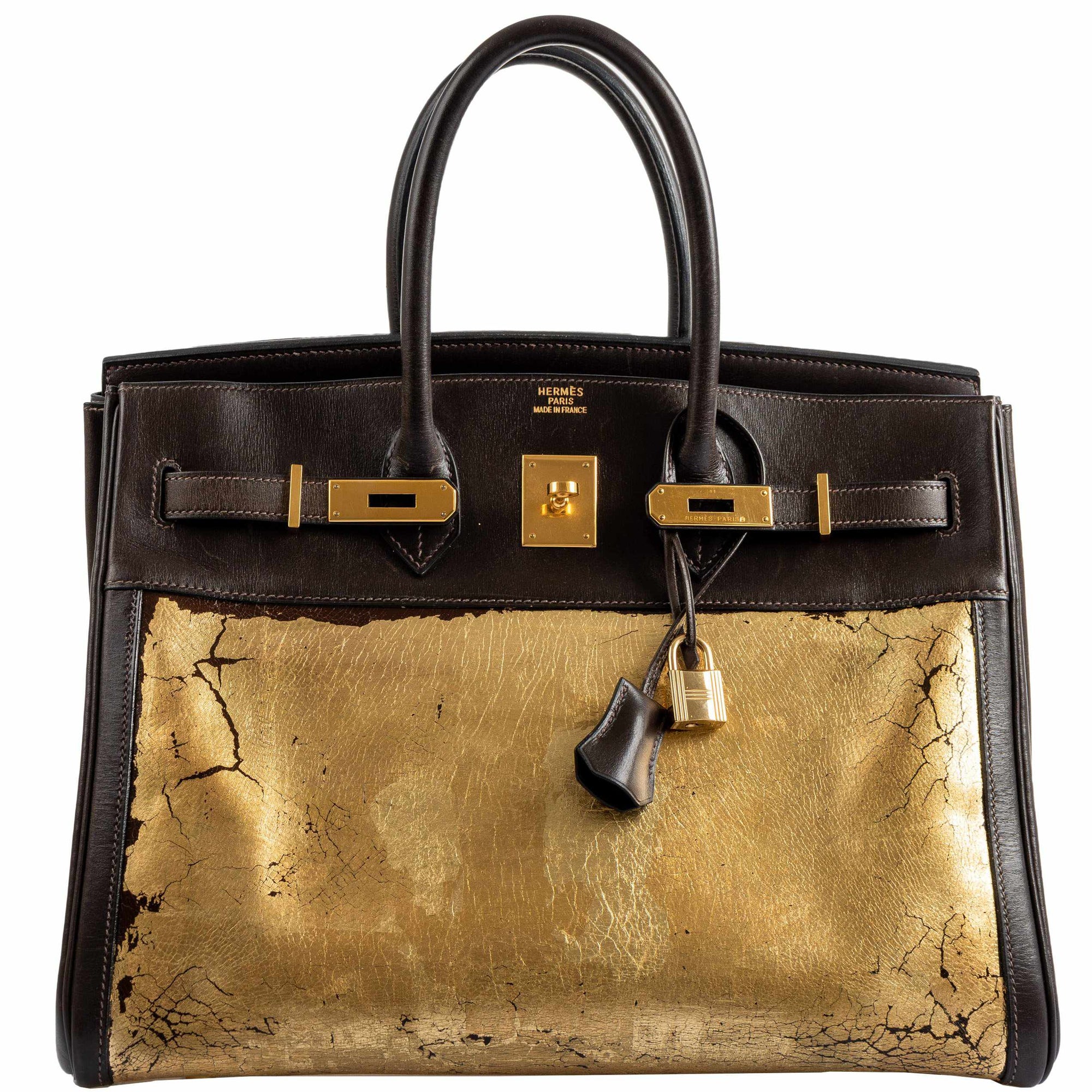 Hermès Birkin 35 "L'Amazone d'Or" Gold Leaf Amazonia/Marron Foncé Box Gold Hardware JaneFinds Custom Shop