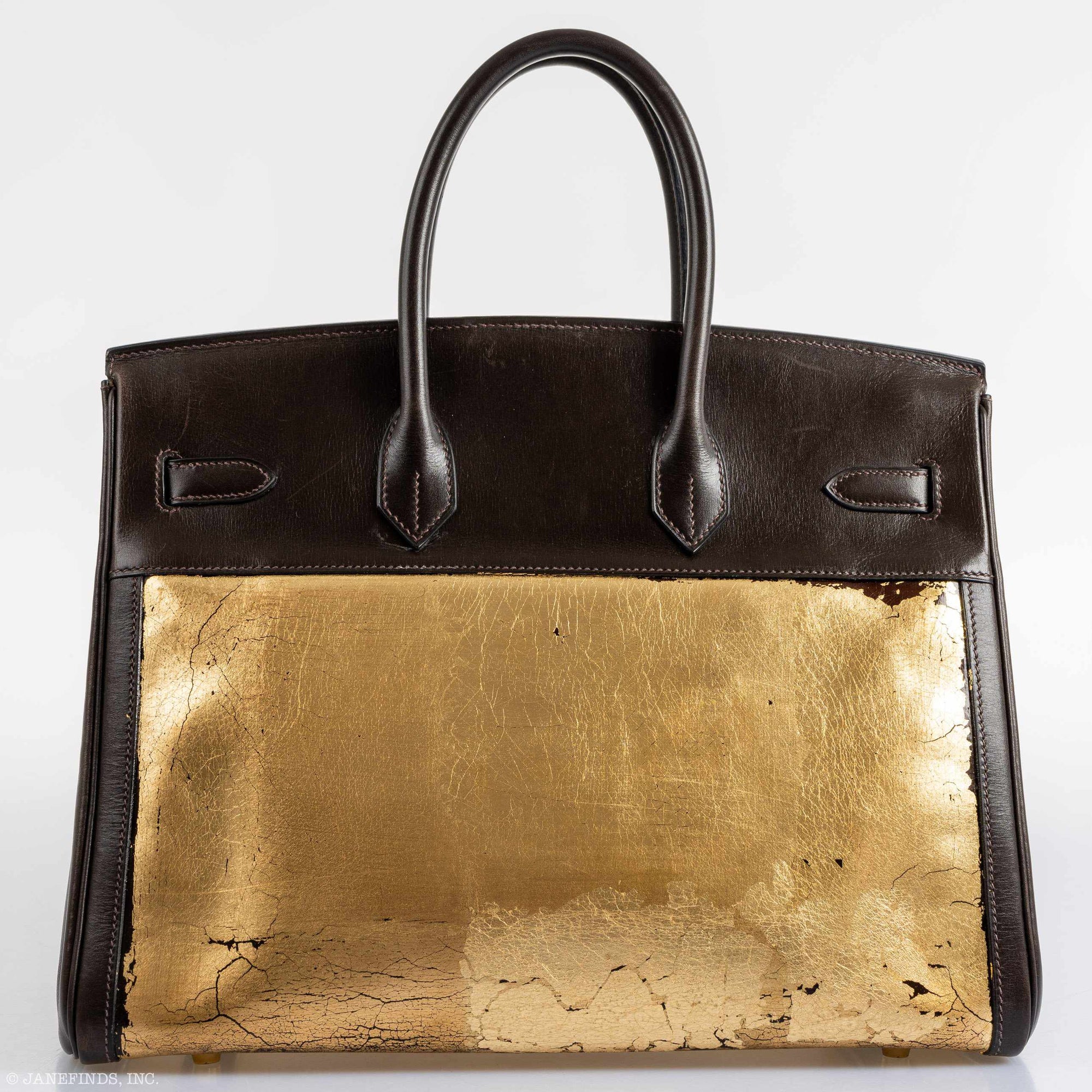 Hermès Birkin 35 "L'Amazone d'Or" Gold Leaf Amazonia/Marron Foncé Box Gold Hardware JaneFinds Custom Shop