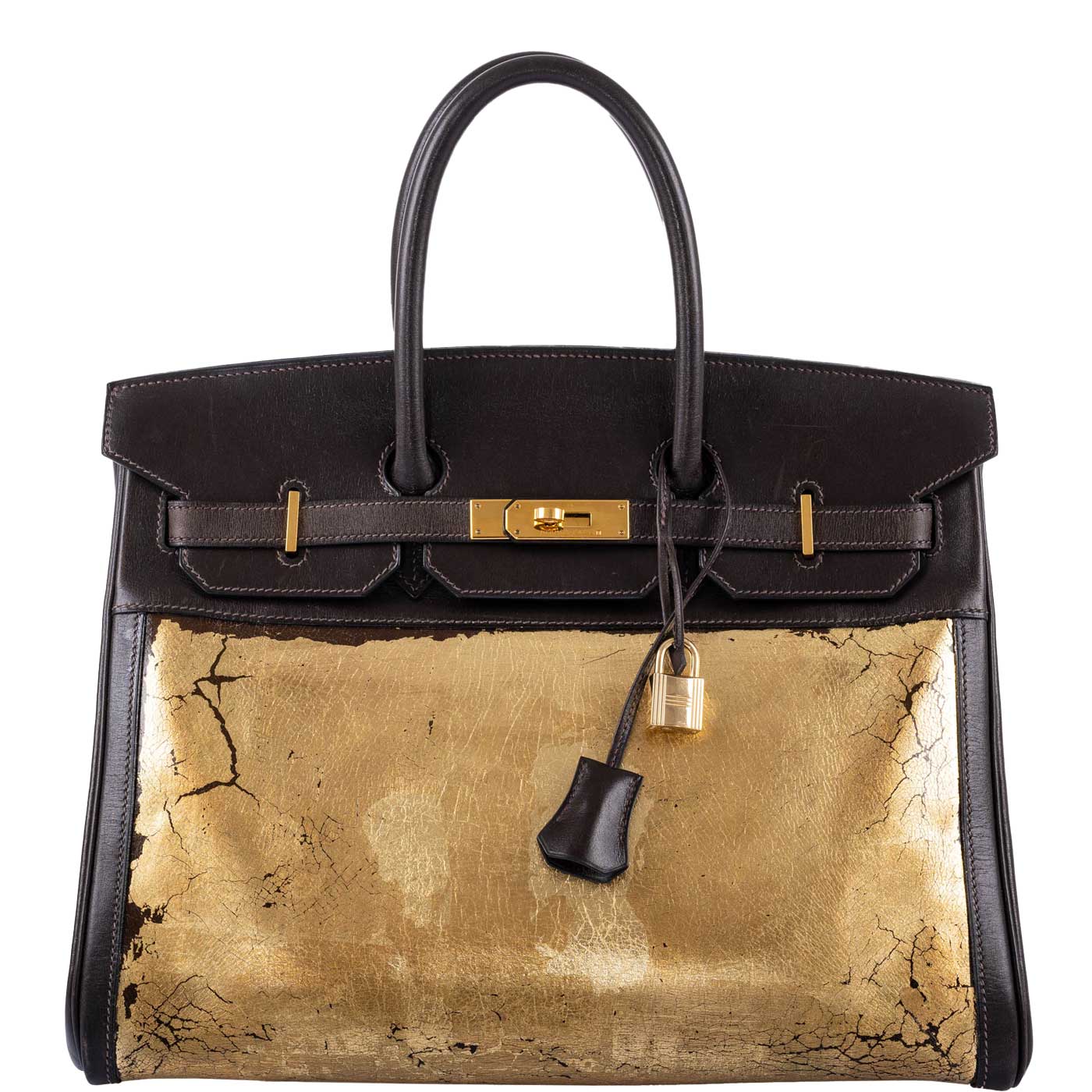 Hermès Birkin 35 "L'Amazone d'Or" Gold Leaf Amazonia/Marron Foncé Box Gold Hardware JaneFinds Custom Shop