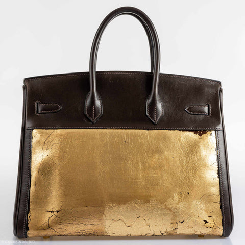 Hermès Birkin 35 "L'Amazone d'Or" Gold Leaf on Amazonia & Marron Fonce Box Leather Gold Hardware * JaneFinds Custom Shop