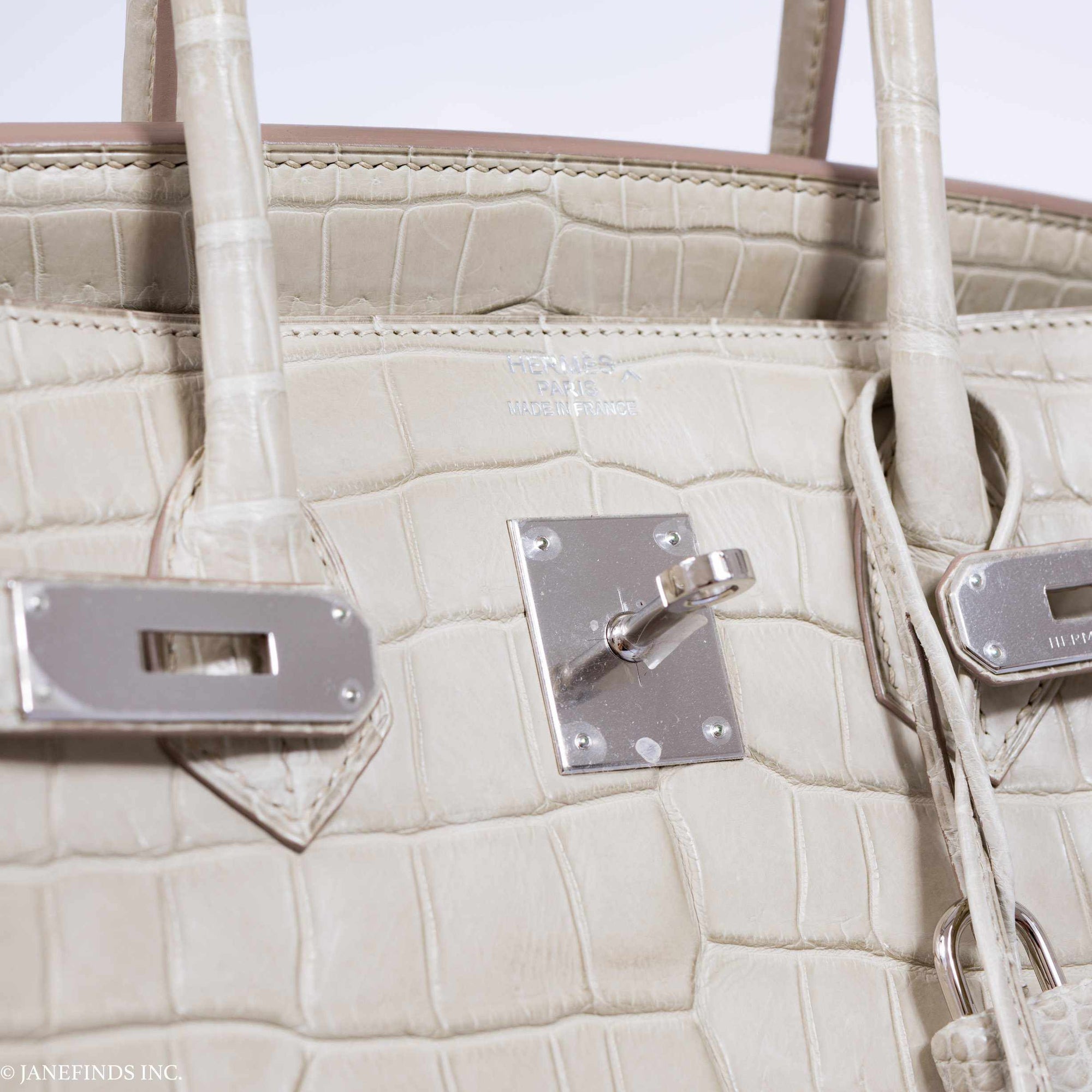 Hermès Birkin 35 Matte Beton Porosus Crocodile Palladium Hardware