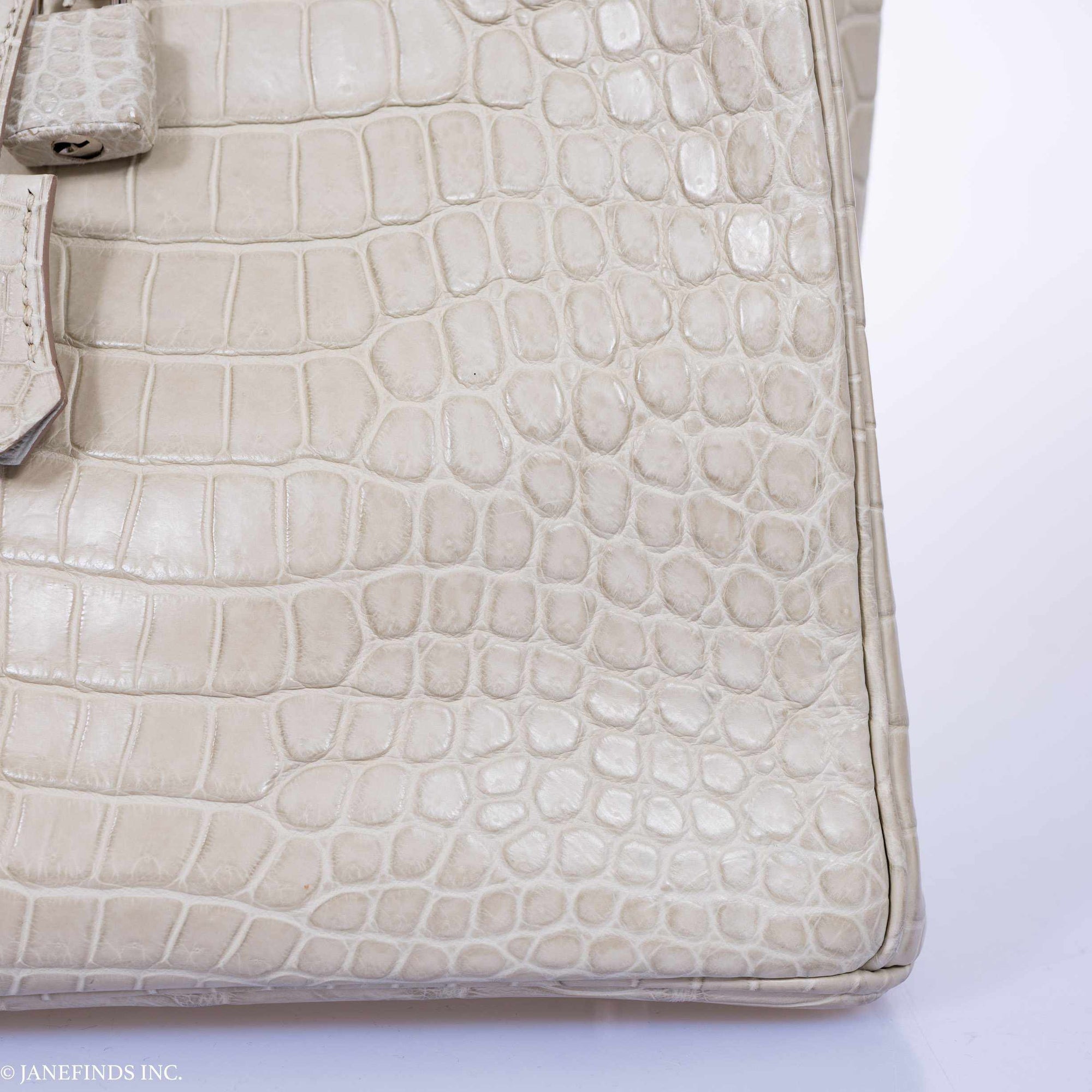 Hermès Birkin 35 Matte Beton Porosus Crocodile Palladium Hardware