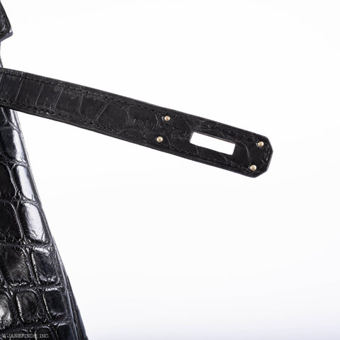 Hermès Birkin 35 Matte Black Nilo Crocodile with Palladium Hardware - 2011, O Square