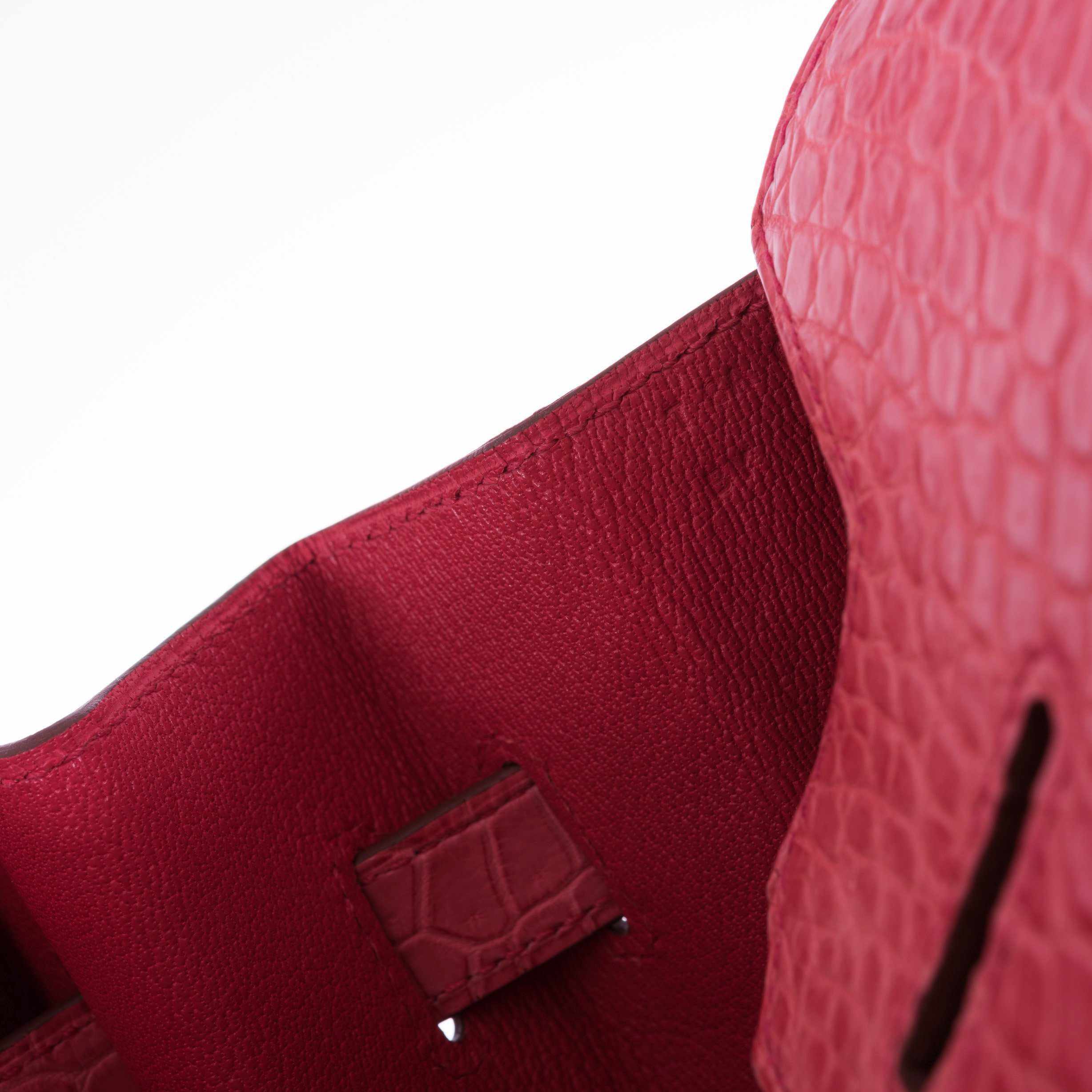 Hermès Birkin 35 Matte Bougainvillea Pink Porosus Crocodile Gold Hardware