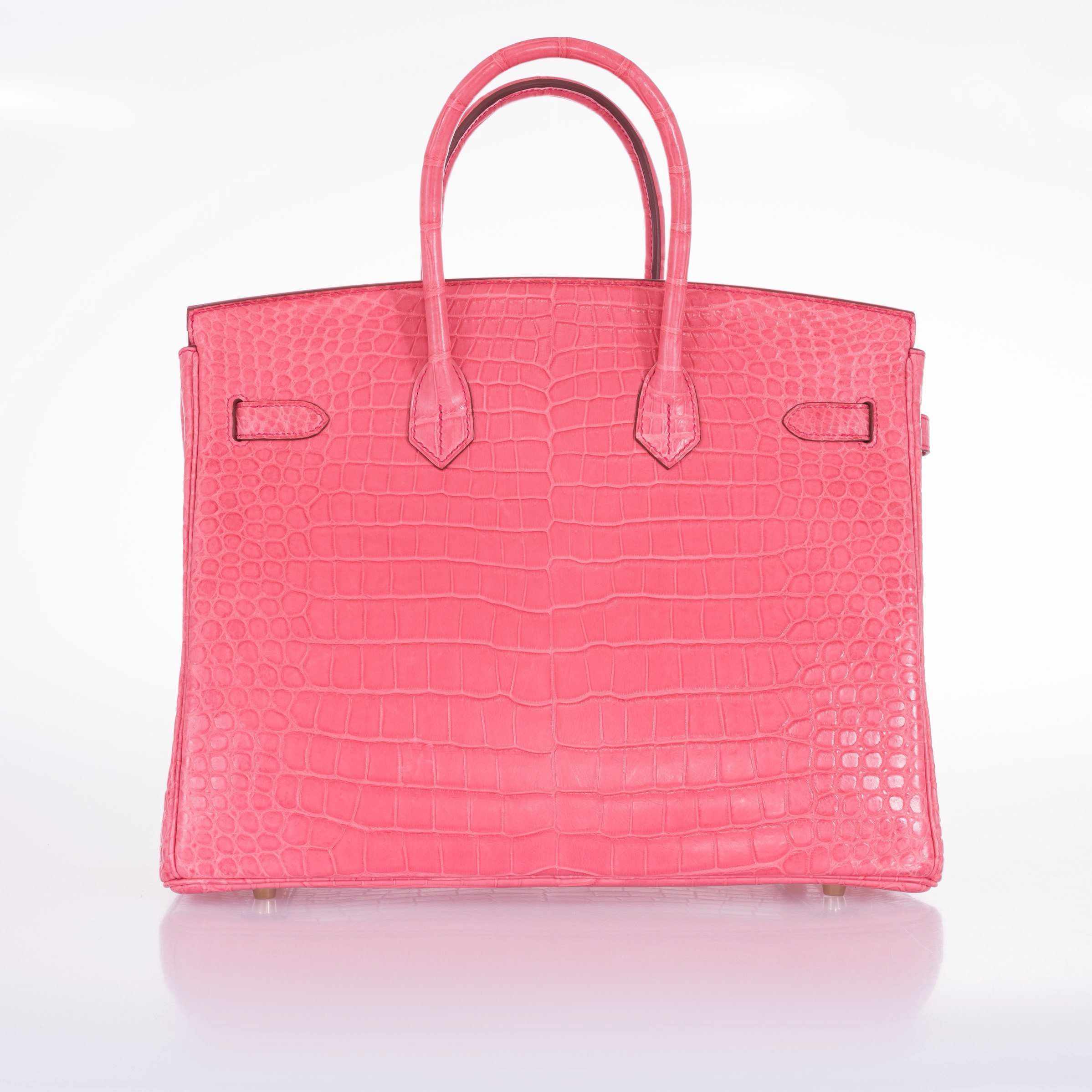 Hermès Birkin 35 Matte Bougainvillea Pink Porosus Crocodile Gold