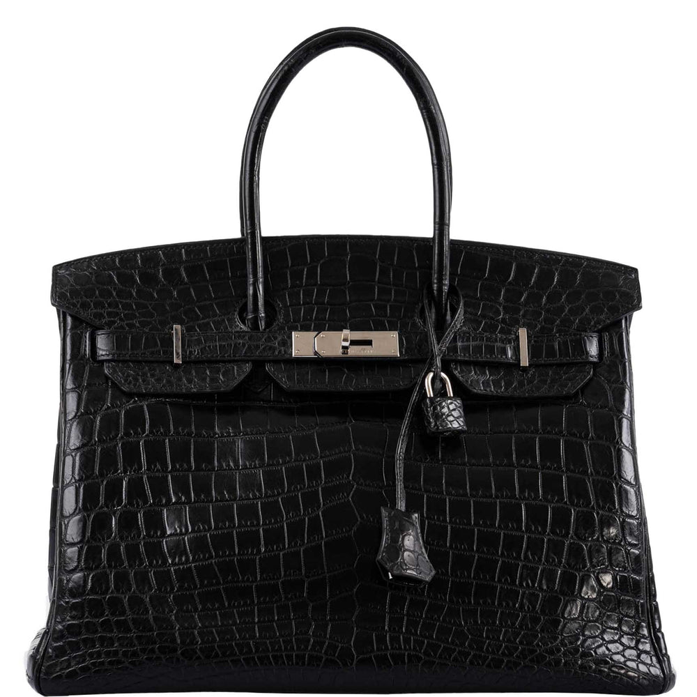 Hermès Birkin 35 Noir Matte Niloticus Crocodile Palladium Hardware