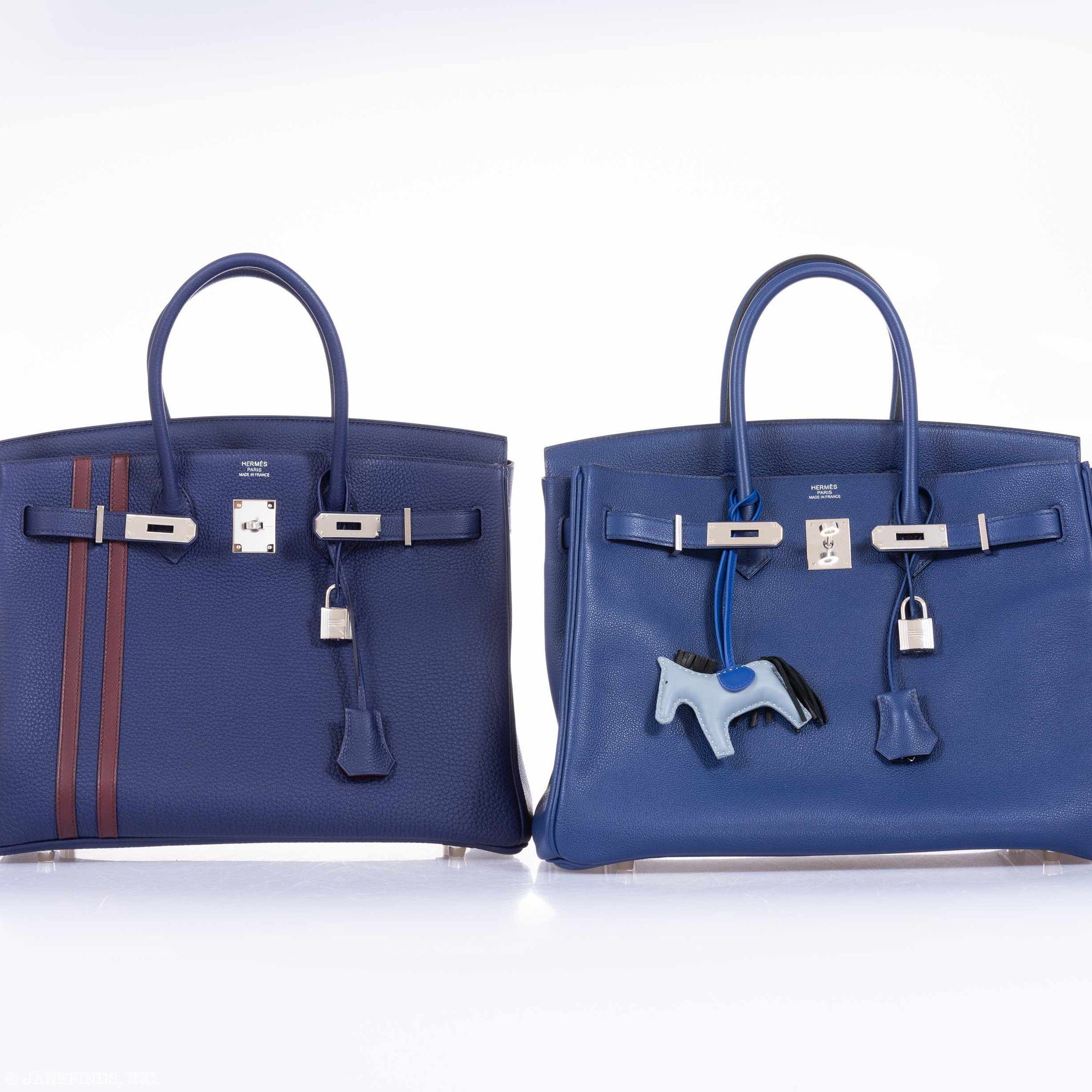 Hermès Birkin 35 Officier Blue Encre Verso Bordeaux Togo Palladium Hardware