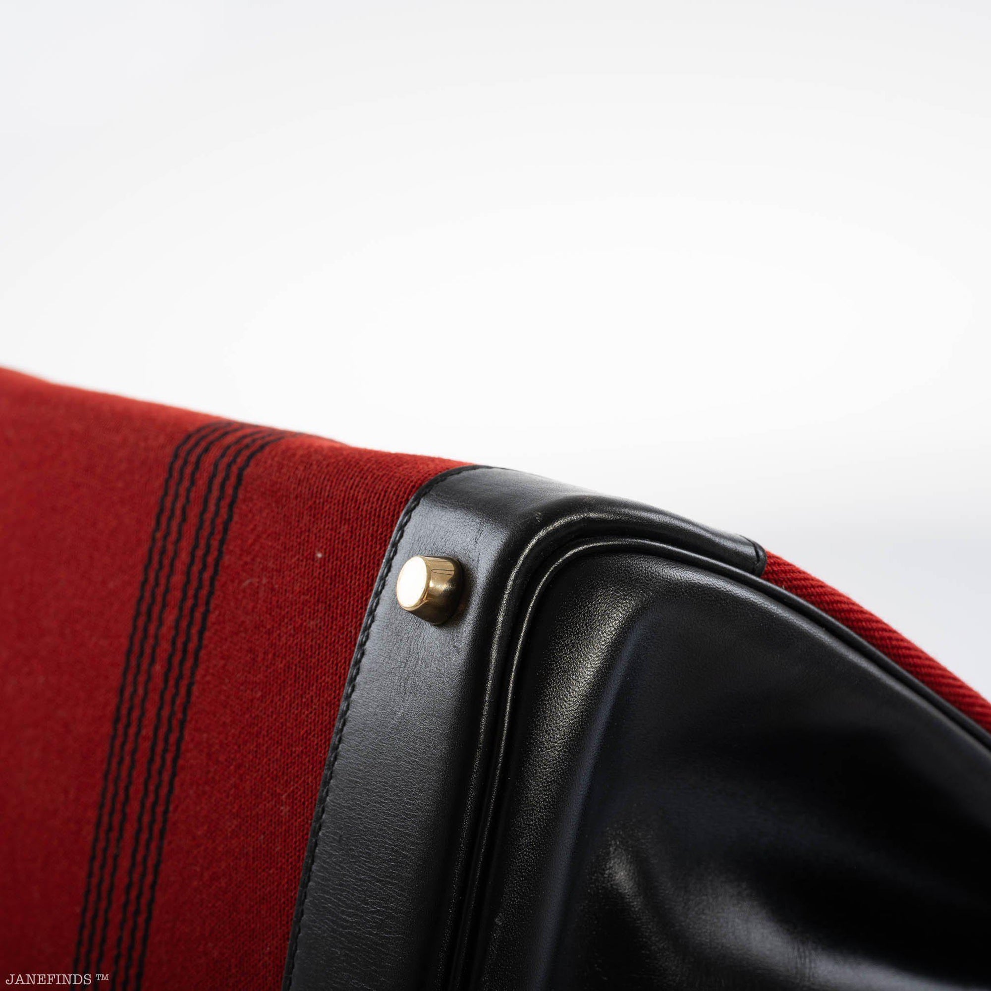 Hermès Birkin 35 Red Potamos Canvas & Black Box with Gold Hardware