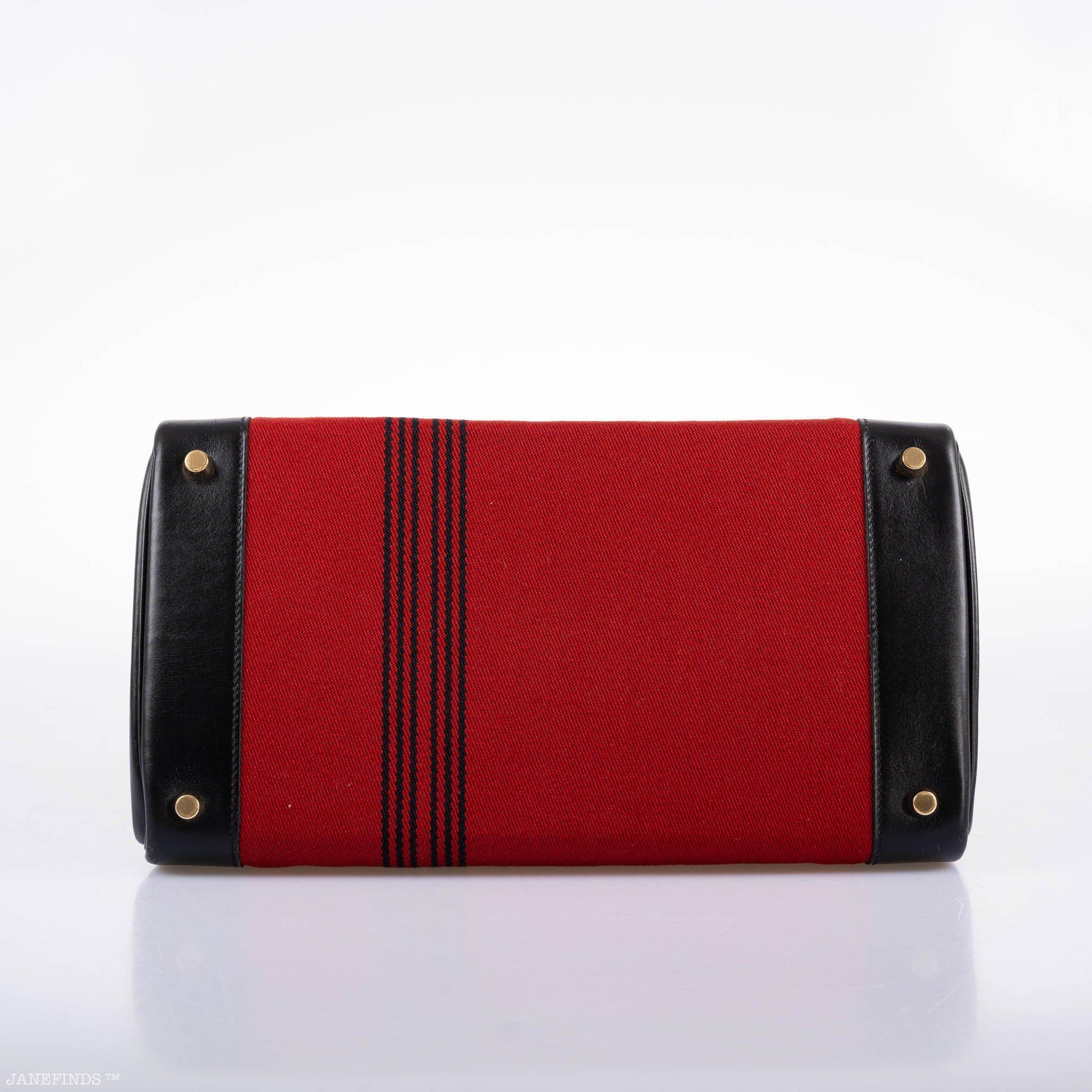 Hermès Birkin 35 Red Potamos Canvas & Black Box with Gold Hardware