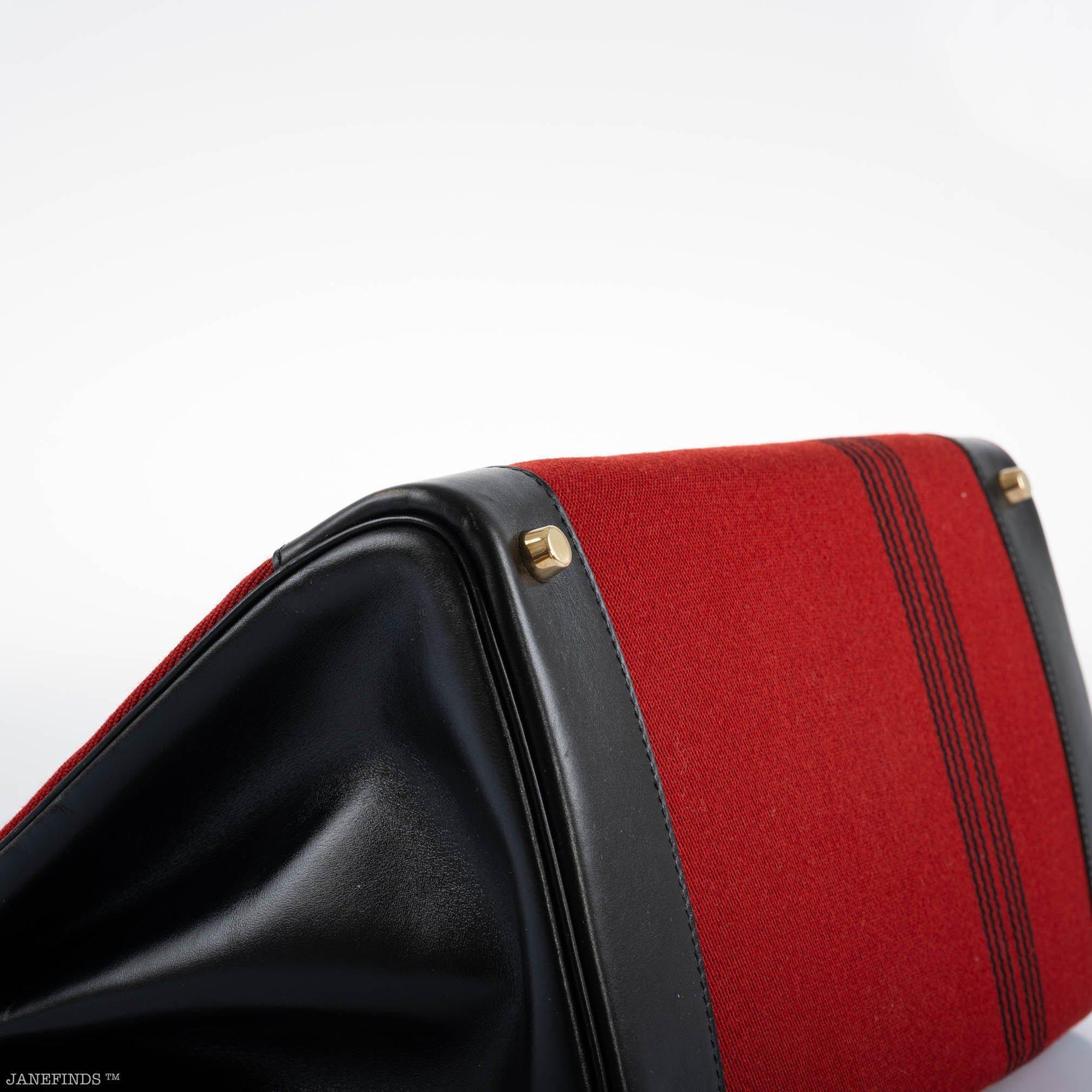 Hermès Birkin 35 Red Potamos Canvas & Black Box with Gold Hardware
