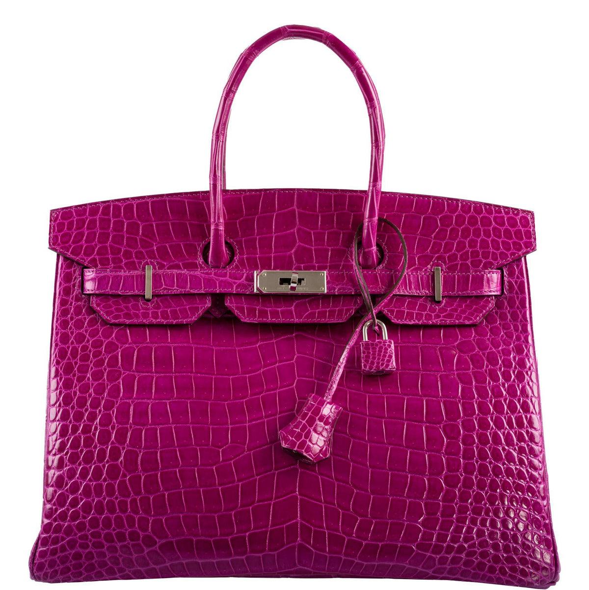 Hermès Birkin 35 Rose Scheherazade Shiny Porosus Crocodile Palladium Hardware