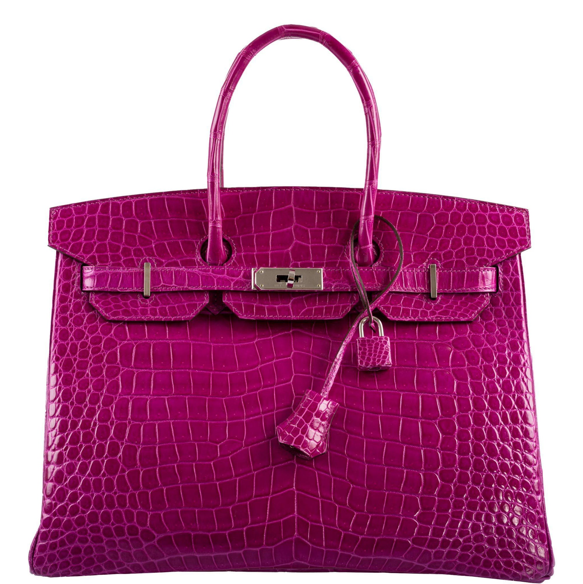Hermès Birkin 35 Rose Scheherazade Shiny Porosus Crocodile Palladium Hardware