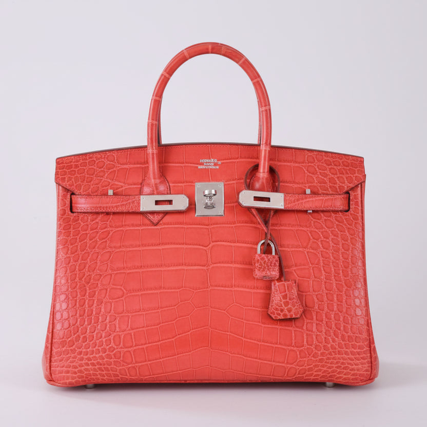 Hermès Birkin 35 Rouge Indien Matte Alligator Palladium Hardware