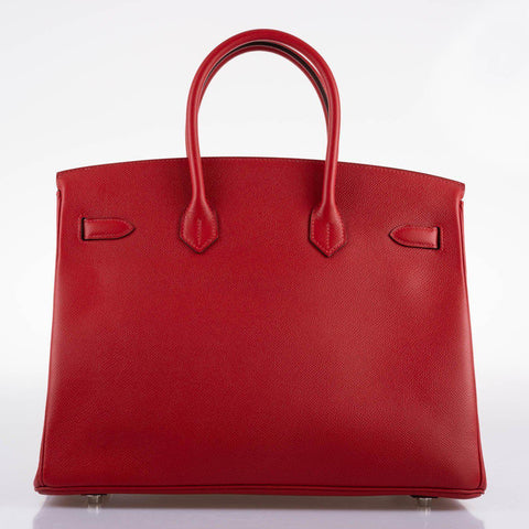 Hermès Birkin 35 Rouge Vif Epsom with Palladium Hardware - 2013, Q Square