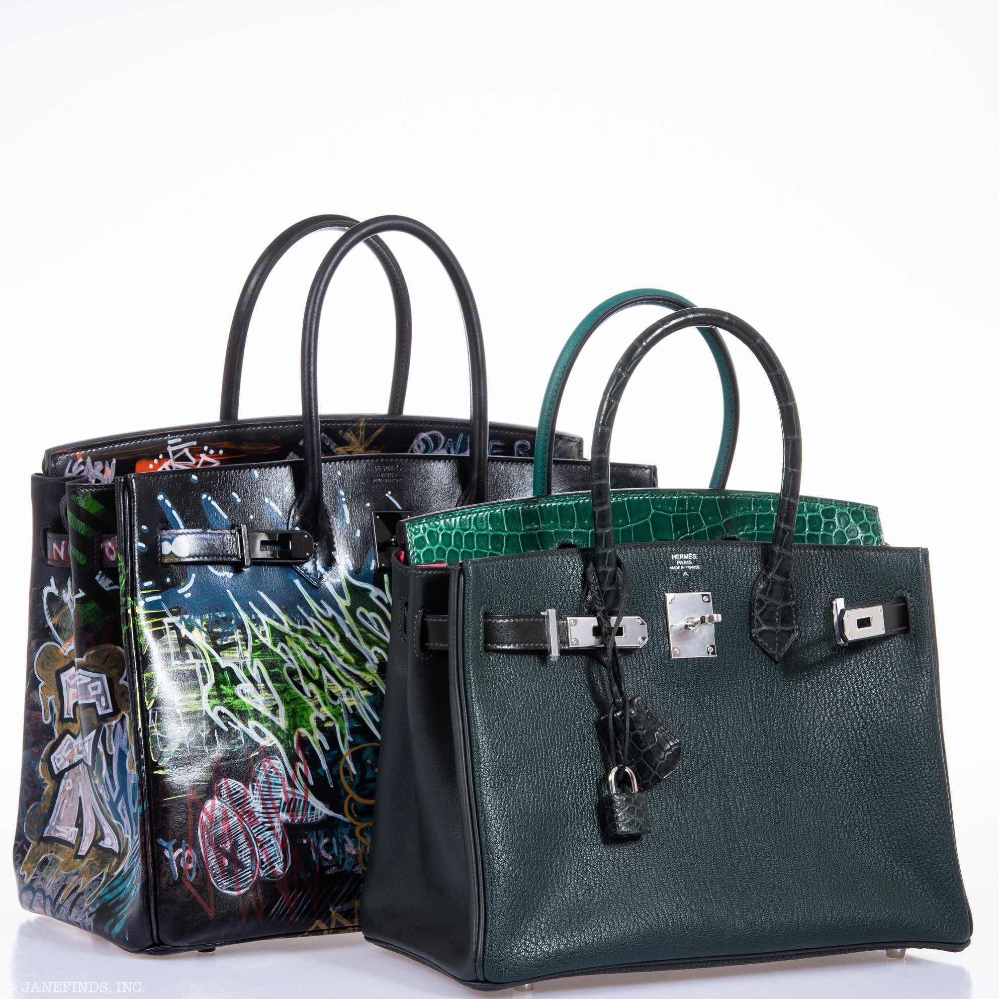 Hermès Birkin 35 SO BLACK "Graffiti" * JaneFinds Custom Shop SO BLACK Hardware