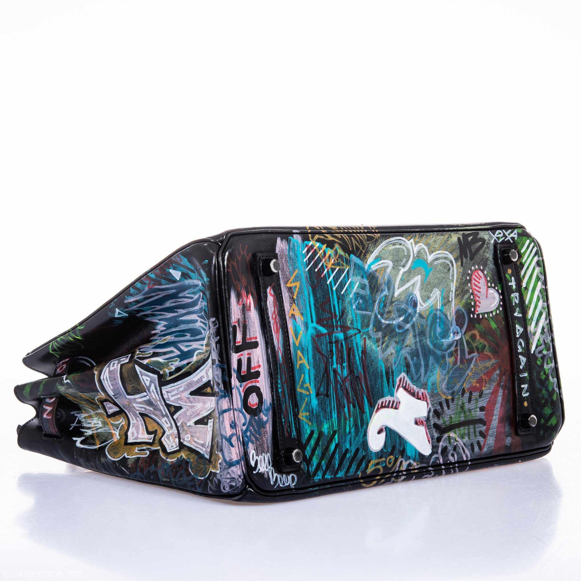 Hermès Birkin 35 SO BLACK "Graffiti" * JaneFinds Custom Shop SO BLACK Hardware