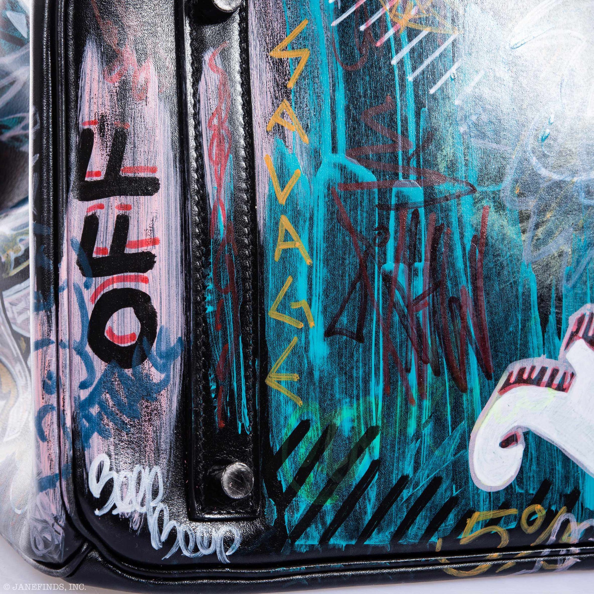 Hermès Birkin 35 SO BLACK "Graffiti" * JaneFinds Custom Shop SO BLACK Hardware