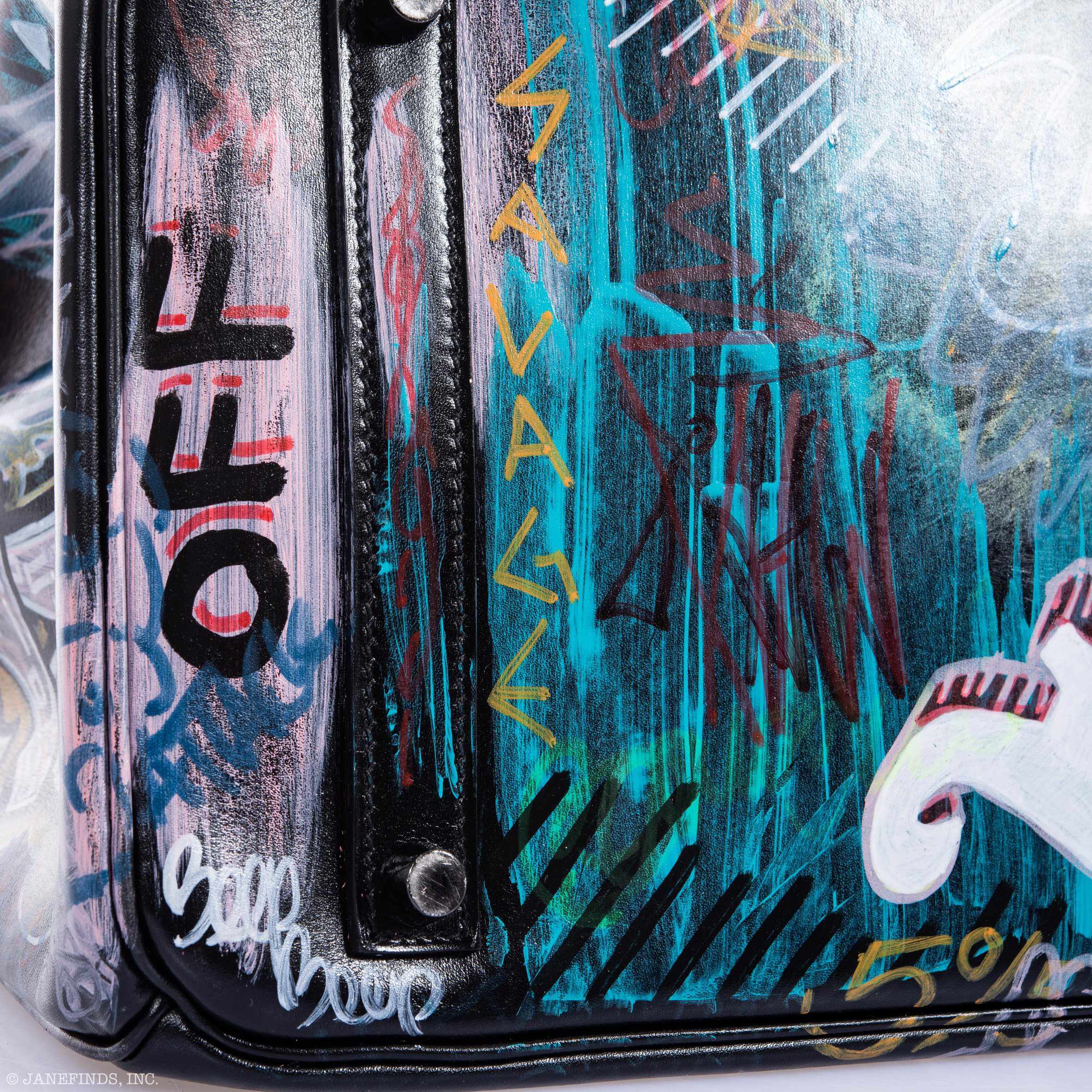 Hermès Birkin 35 SO BLACK "Graffiti" * JaneFinds Custom Shop SO BLACK Hardware