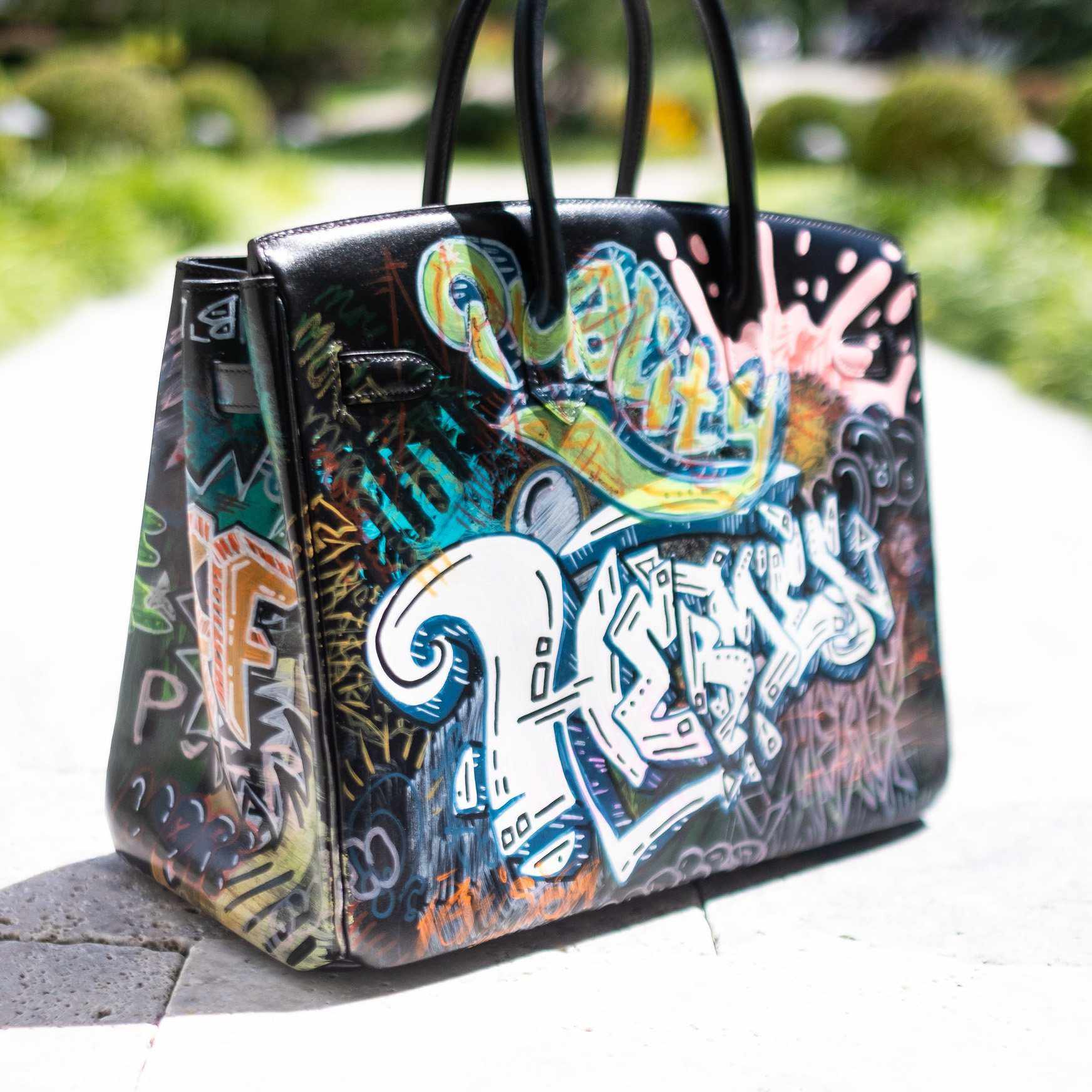 Hermès Birkin 35 SO BLACK "Graffiti" * JaneFinds Custom Shop SO BLACK Hardware