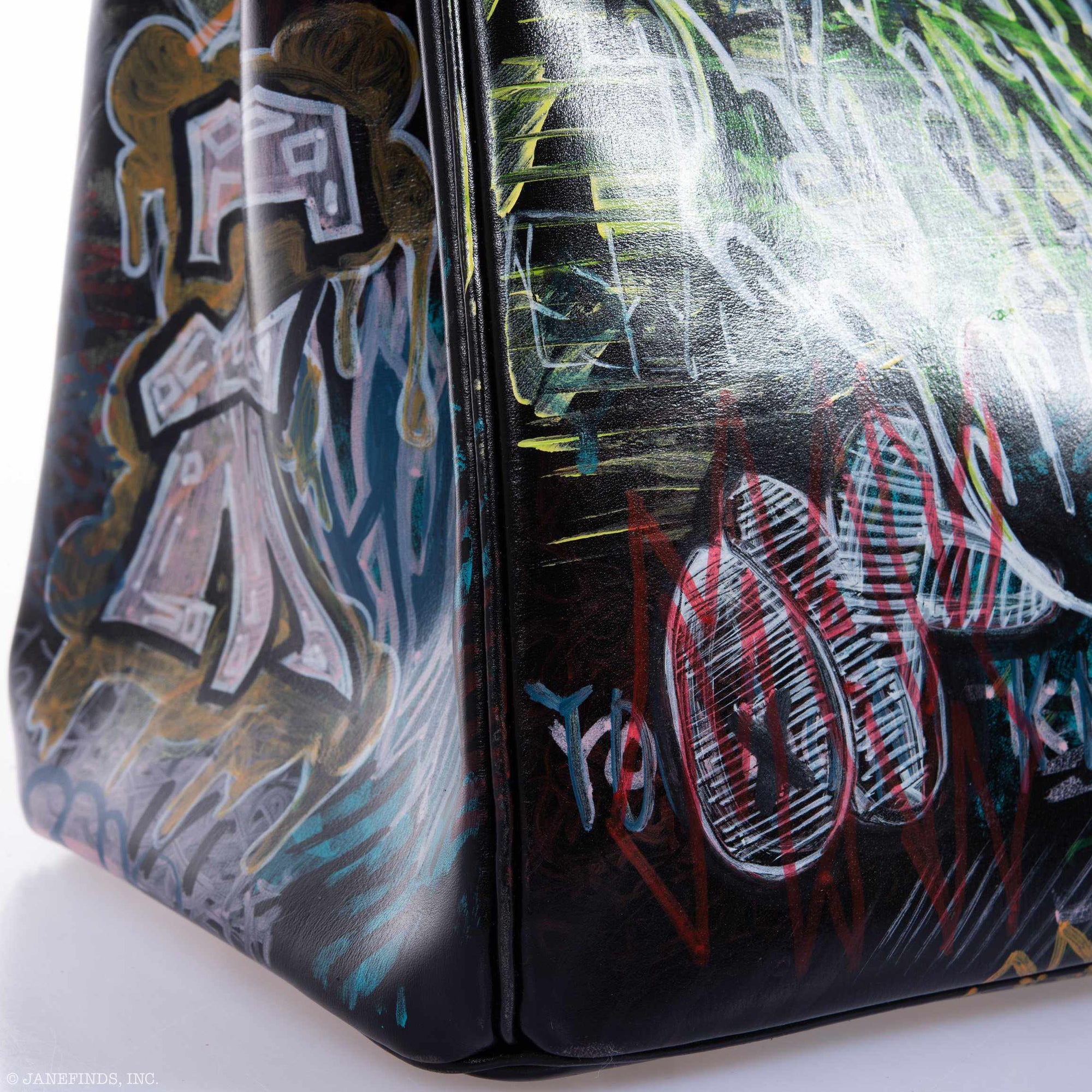 Hermès Birkin 35 SO BLACK "Graffiti" * JaneFinds Custom Shop SO BLACK Hardware