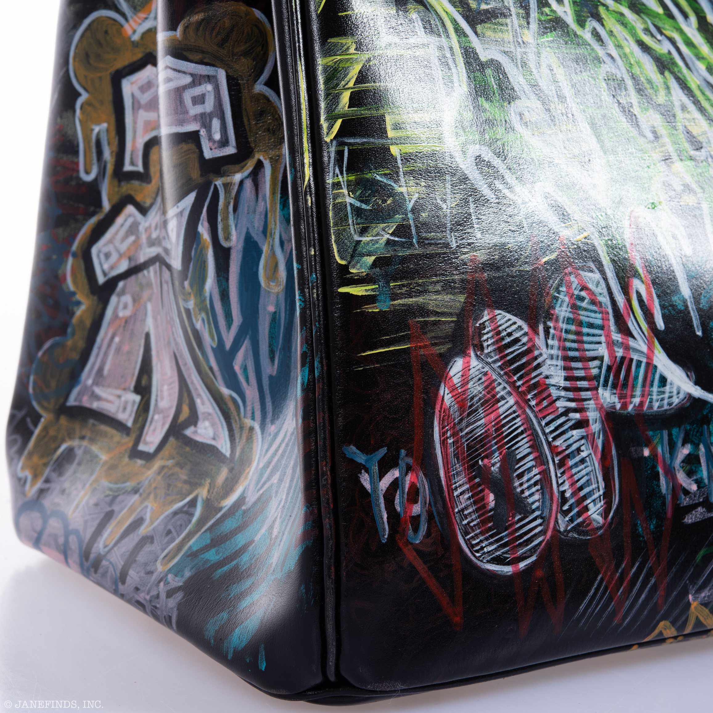 Hermès Birkin 35 SO BLACK "Graffiti" * JaneFinds Custom Shop SO BLACK Hardware