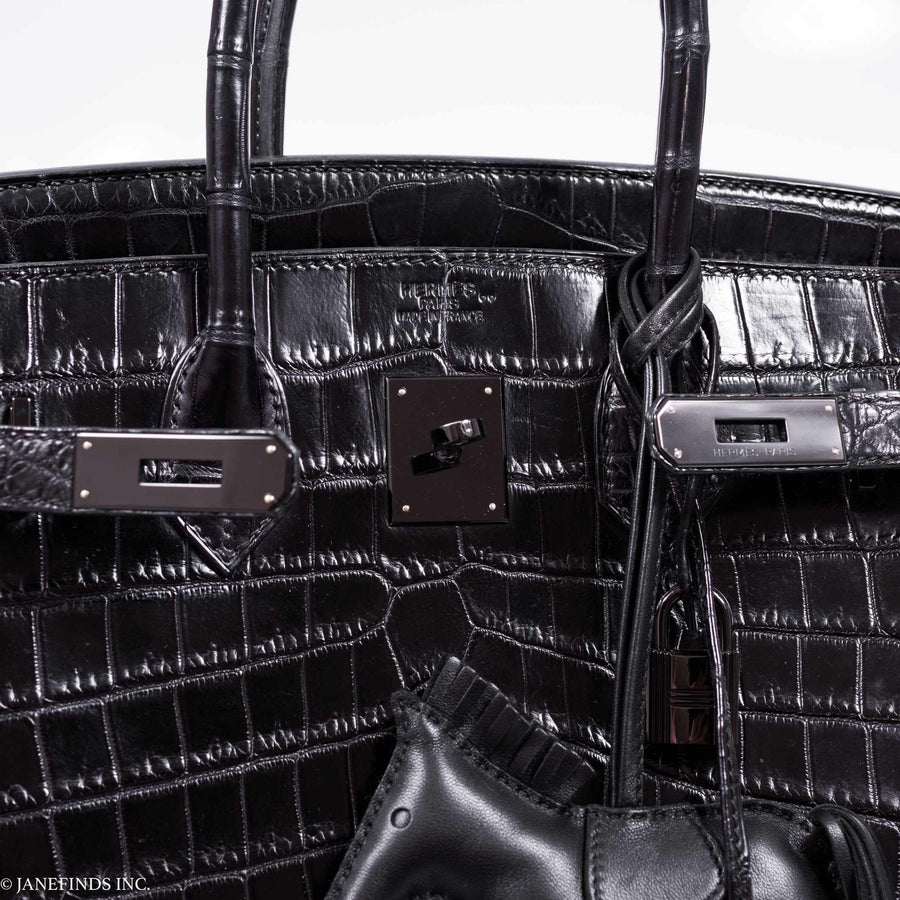 Hermès Birkin 35 SO BLACK Matte Alligator PVD Hardware