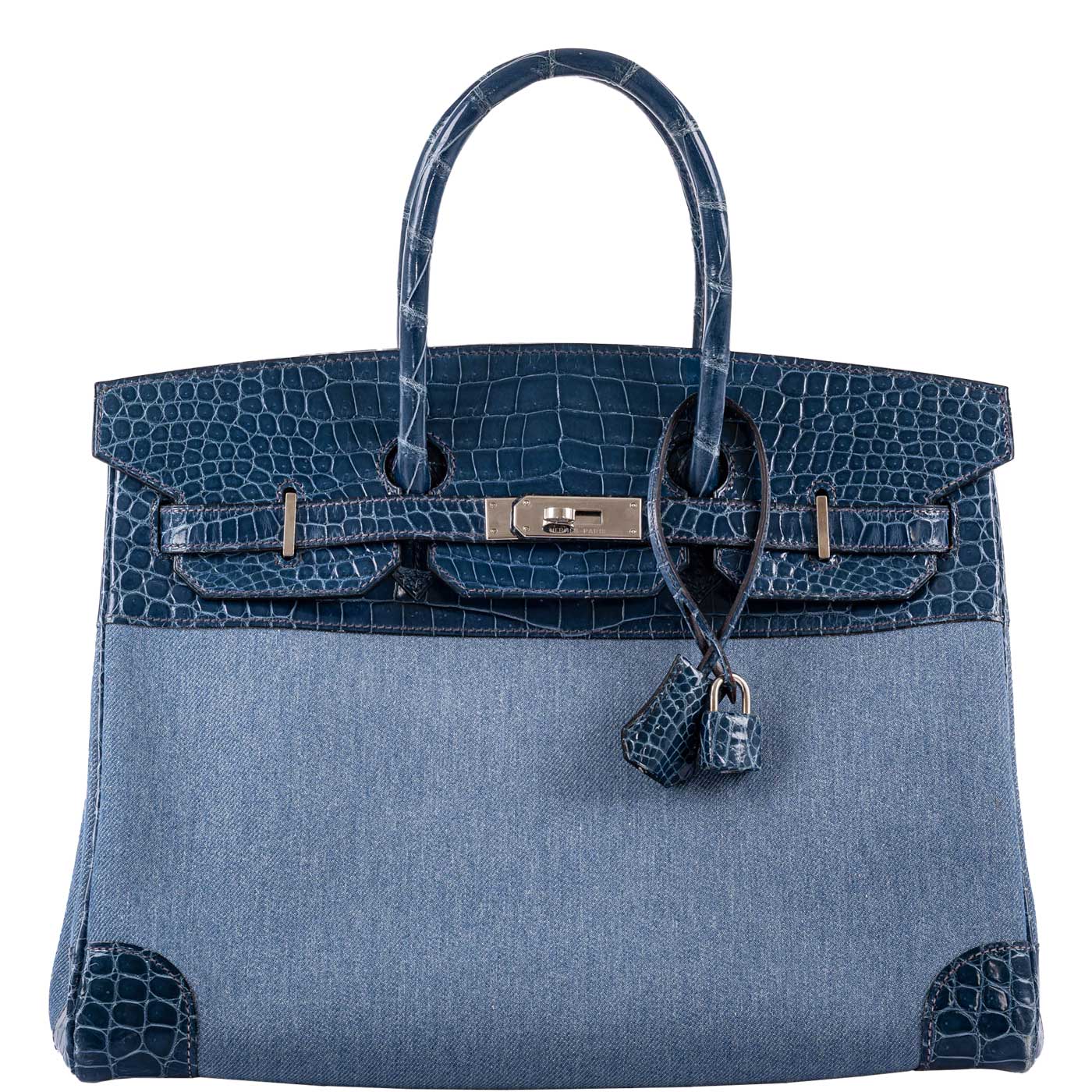 Hermès Birkin 35 Shiny Bleu Roi Porosus Crocodile & Denim Palladium Hardware