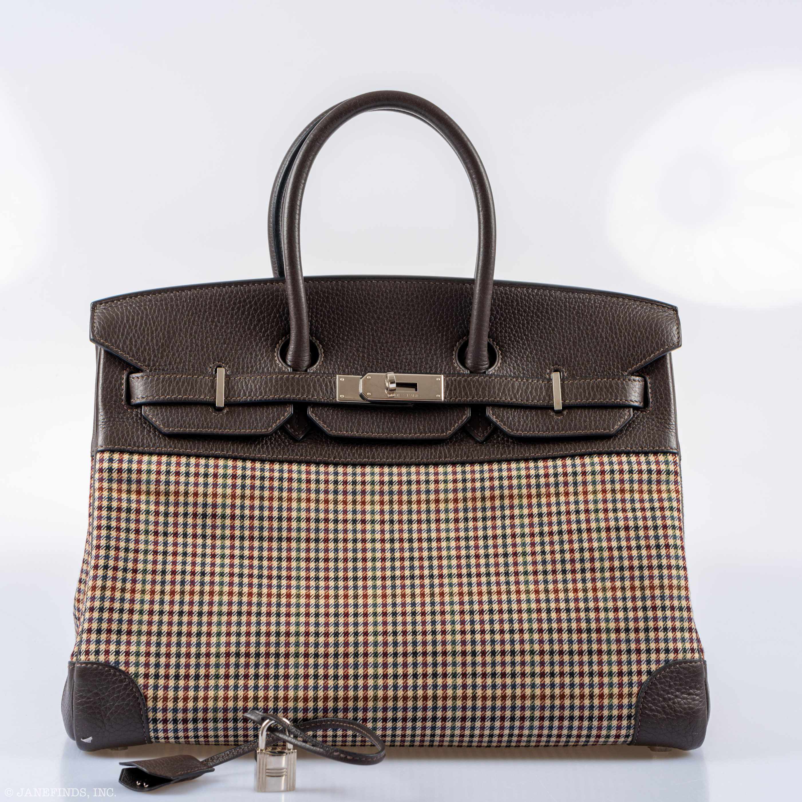 Hermès Birkin 35 Togo And Plaid Wool Lainage Palladium Hardware -Runway Bag