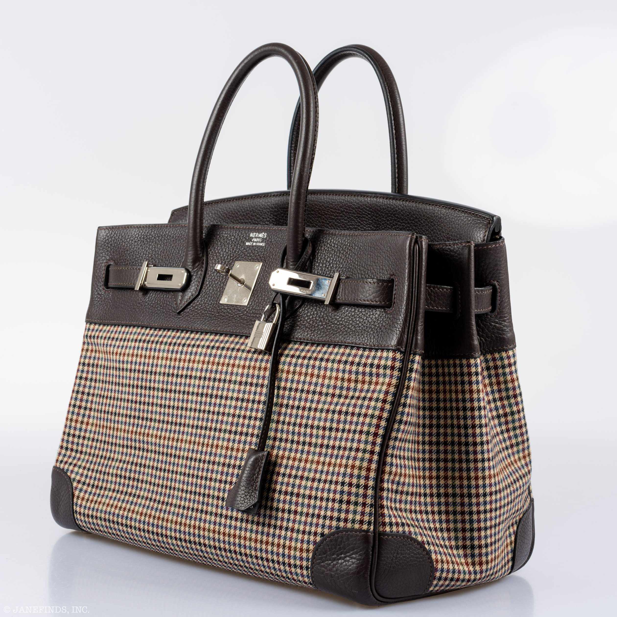 Hermès Birkin 35 Togo And Plaid Wool Lainage Palladium Hardware -Runway Bag